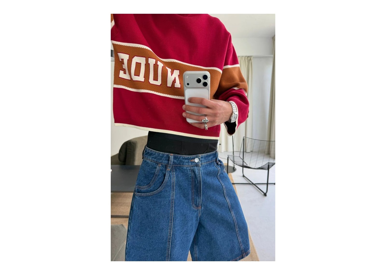 Nude Project Big-Striped Knit Sweater Red - görsel 5