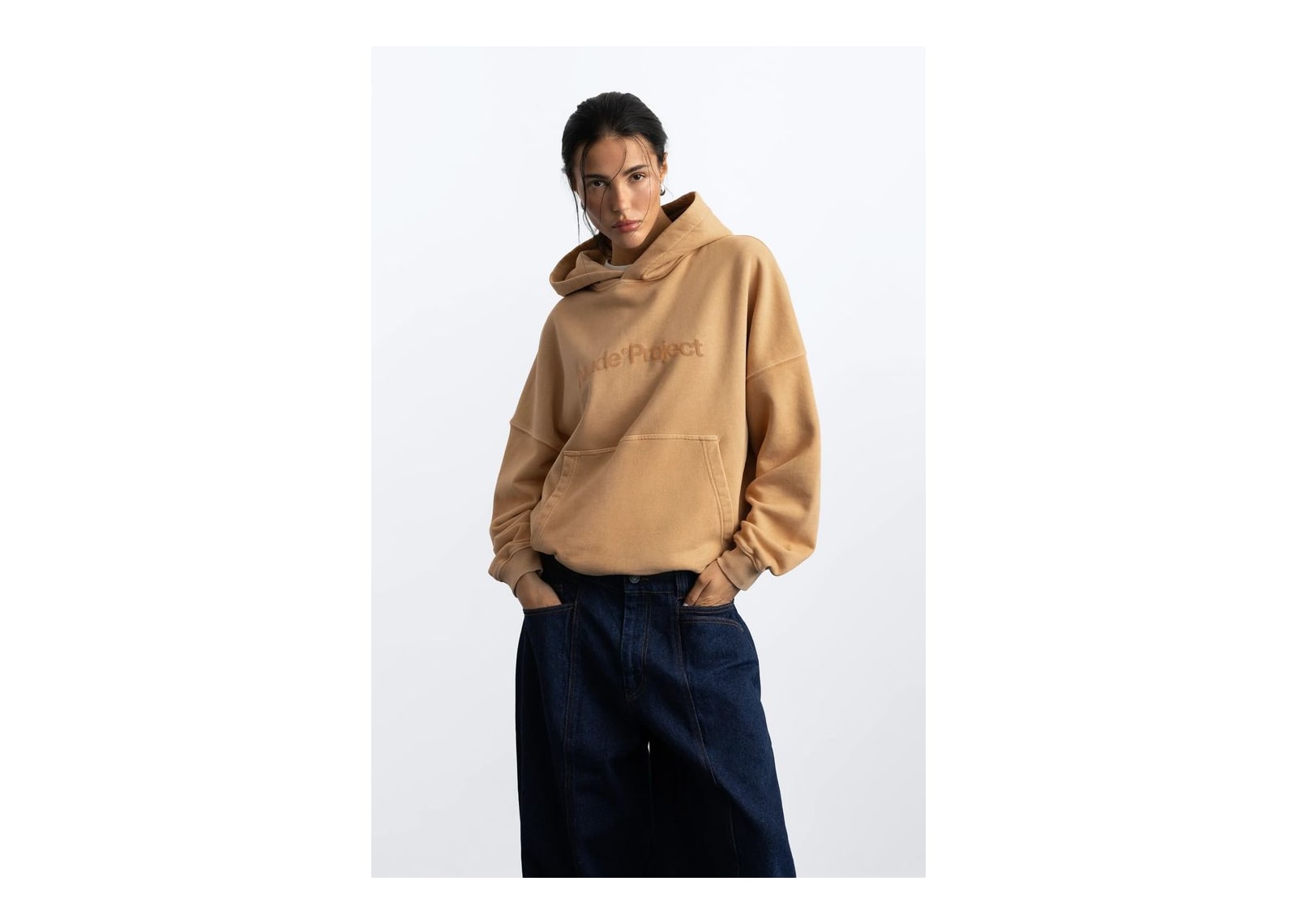 Nude Project Box Logo Hoodie Beige - görsel 2