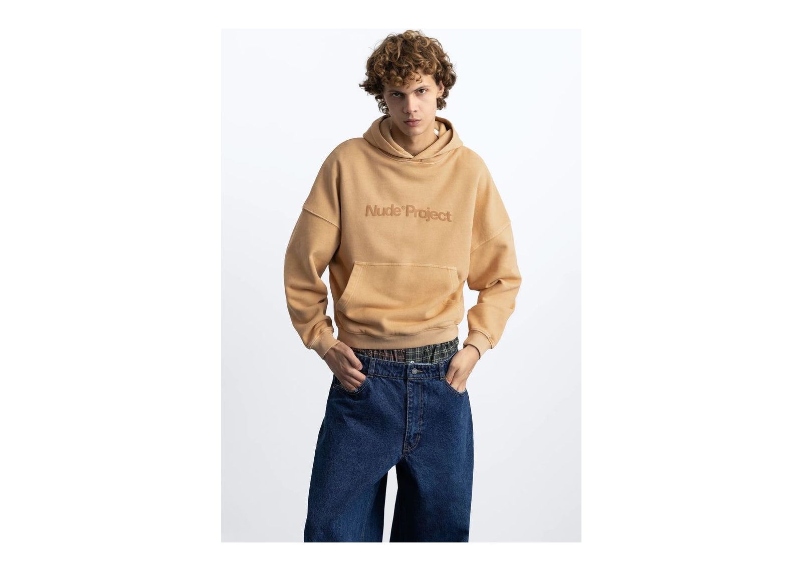 Nude Project Box Logo Hoodie Beige - görsel 5