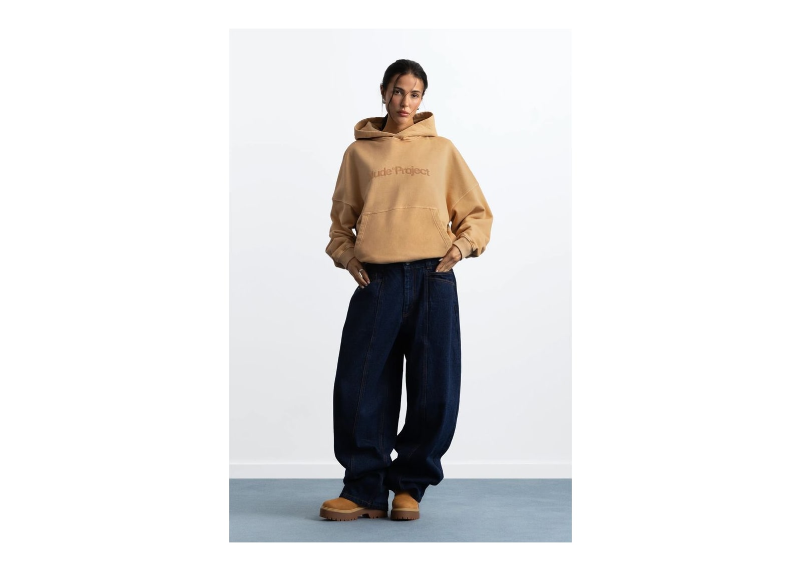 Nude Project Box Logo Hoodie Beige - görsel 6