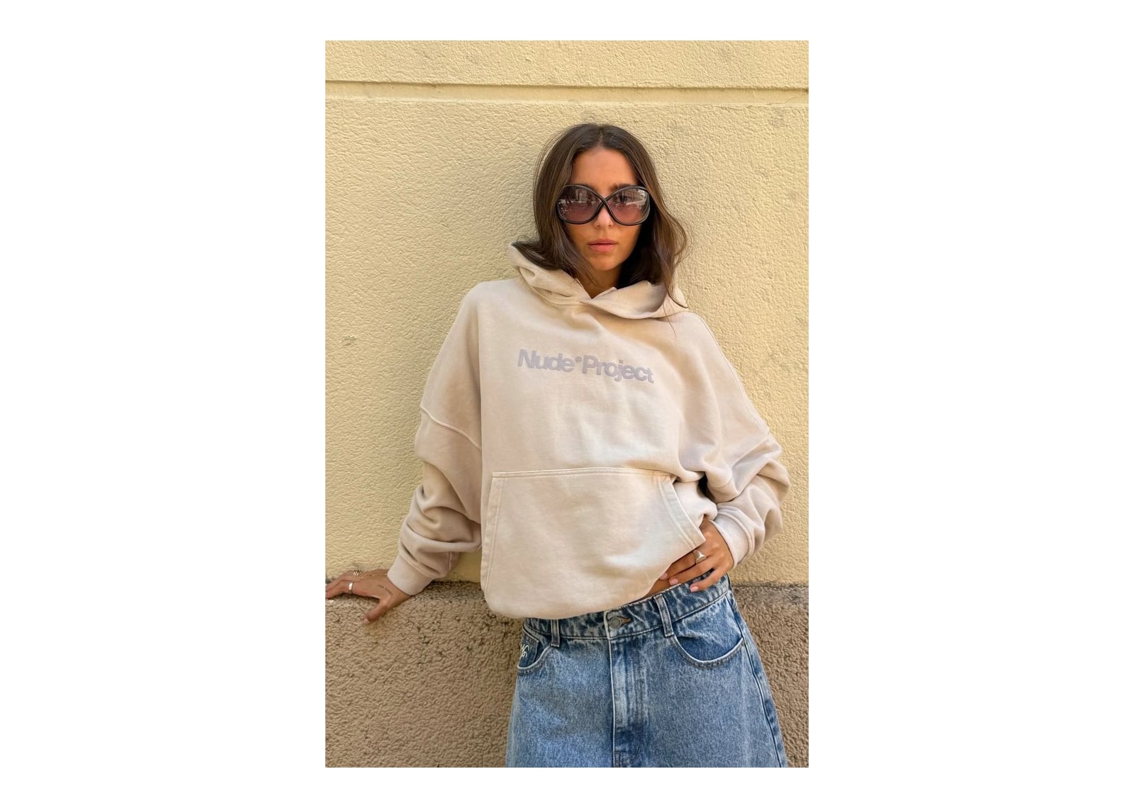 Nude Project Box Logo Hoodie Ivory - görsel 4