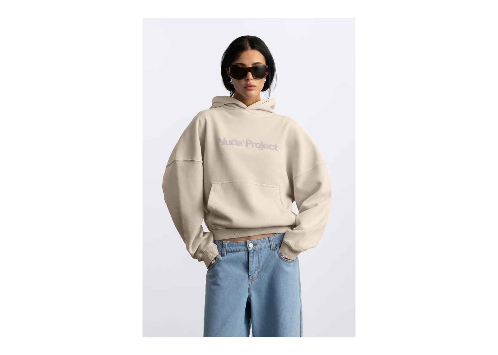Nude Project Box Logo Hoodie Ivory - görsel 8