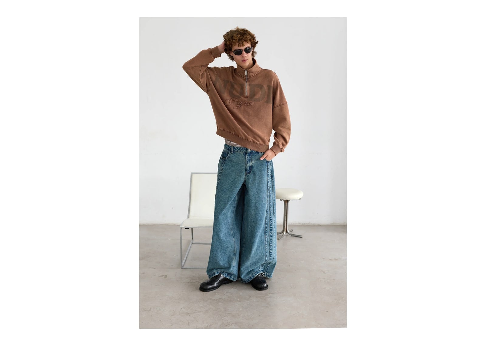 Nude Project Daegu Quarter-Zip Brown - görsel 11
