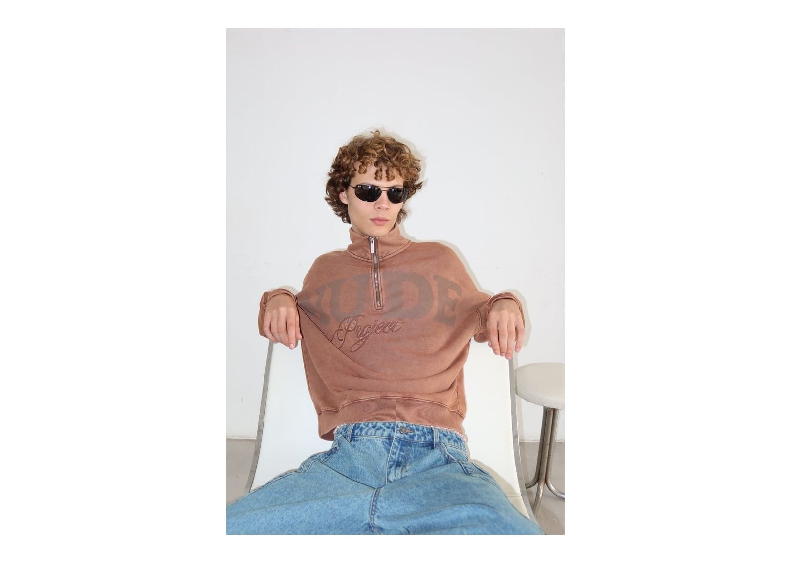 Nude Project Daegu Quarter-Zip Brown - görsel 5
