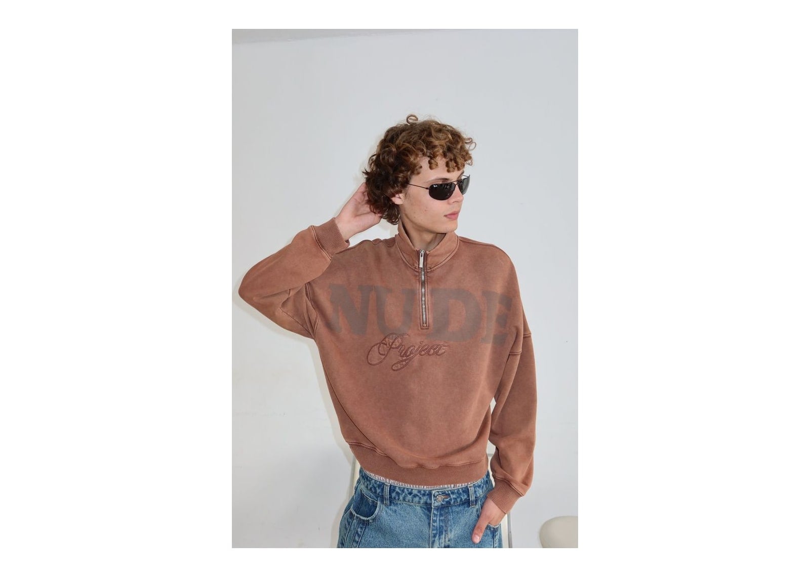 Nude Project Daegu Quarter-Zip Brown - görsel 8