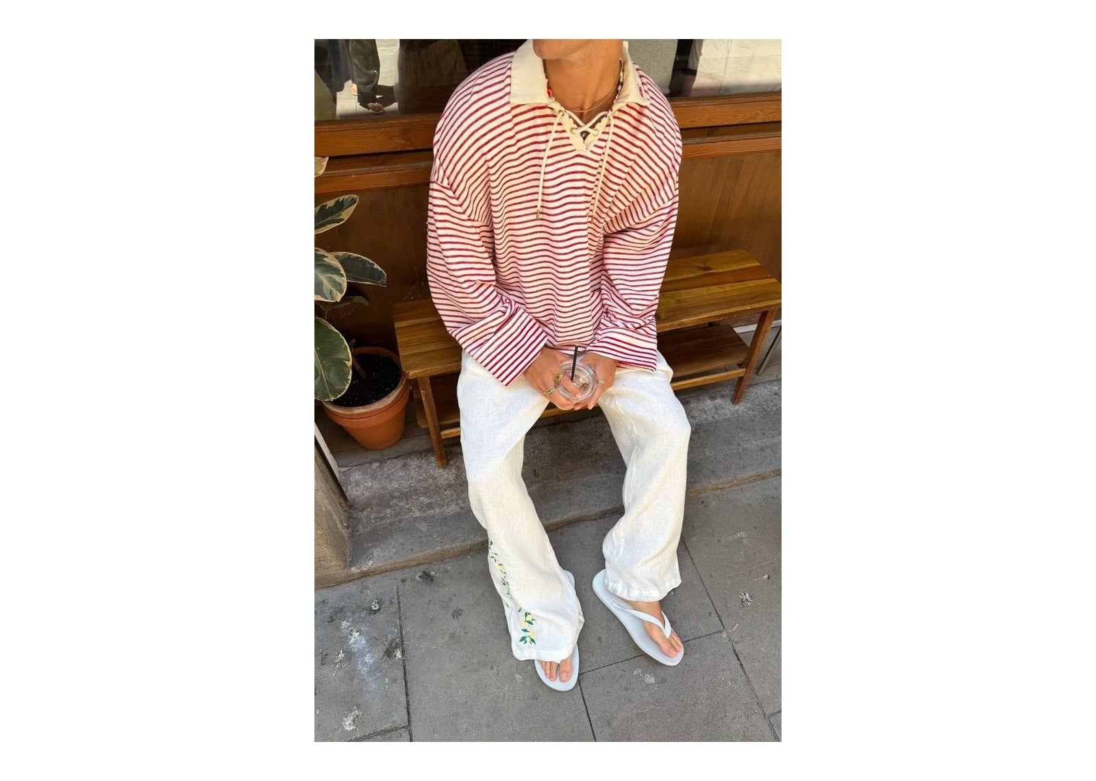 Nude Project Faded Striped Polo Red - görsel 5