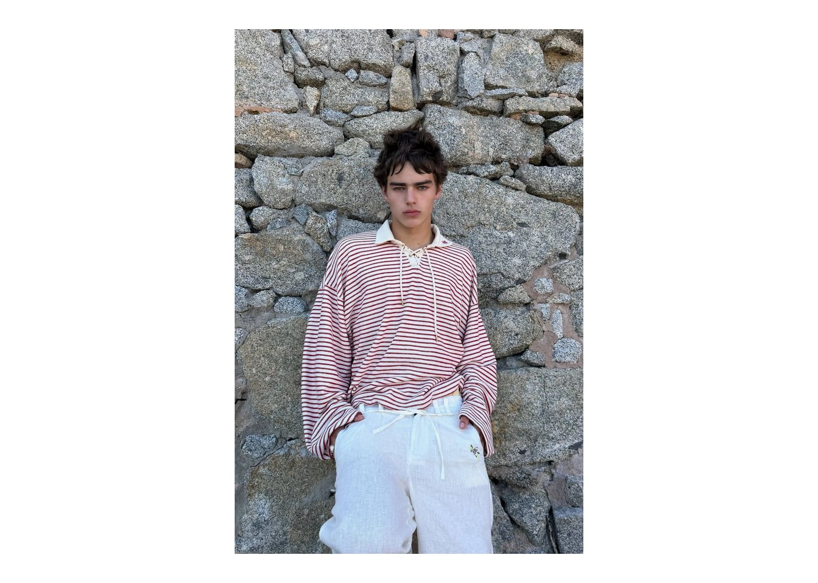 Nude Project Faded Striped Polo Red - görsel 9