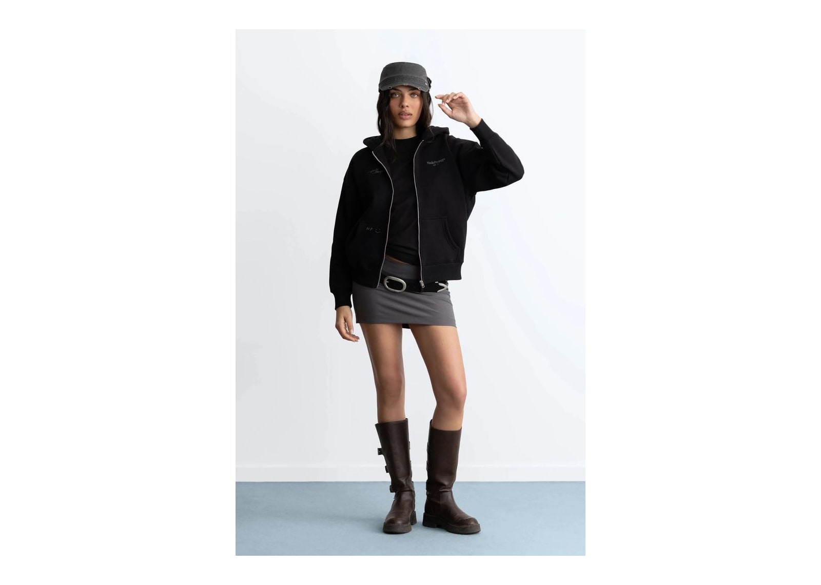 Nude Project Global Soon Zip-Up Hoodie Black - görsel 11