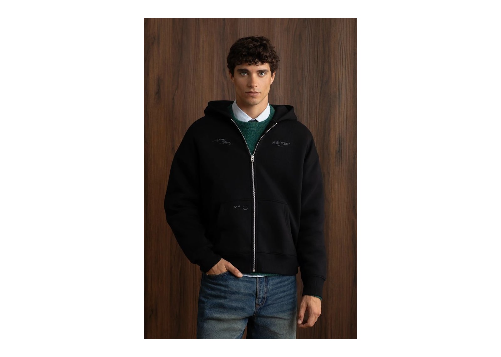 Nude Project Global Soon Zip-Up Hoodie Black - görsel 12