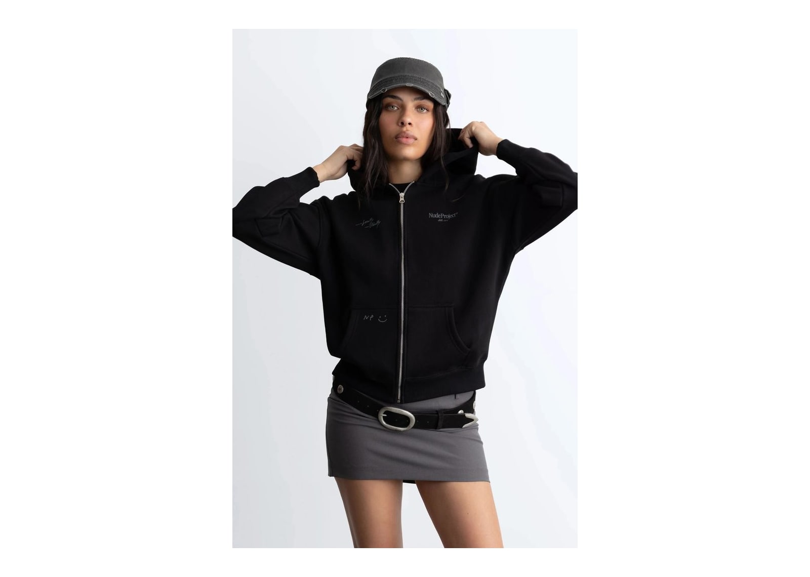 Nude Project Global Soon Zip-Up Hoodie Black - görsel 4