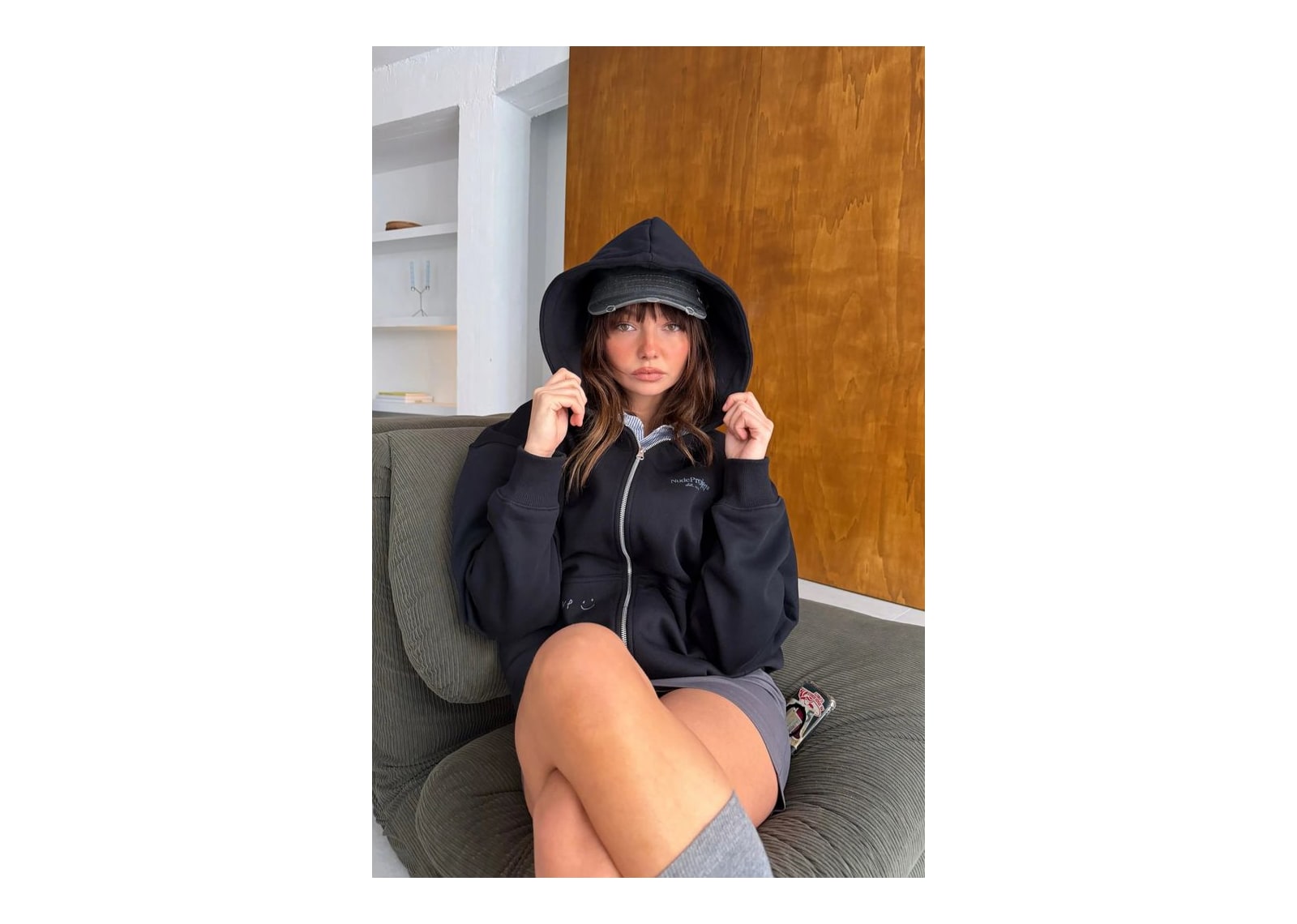 Nude Project Global Soon Zip-Up Hoodie Black - görsel 5