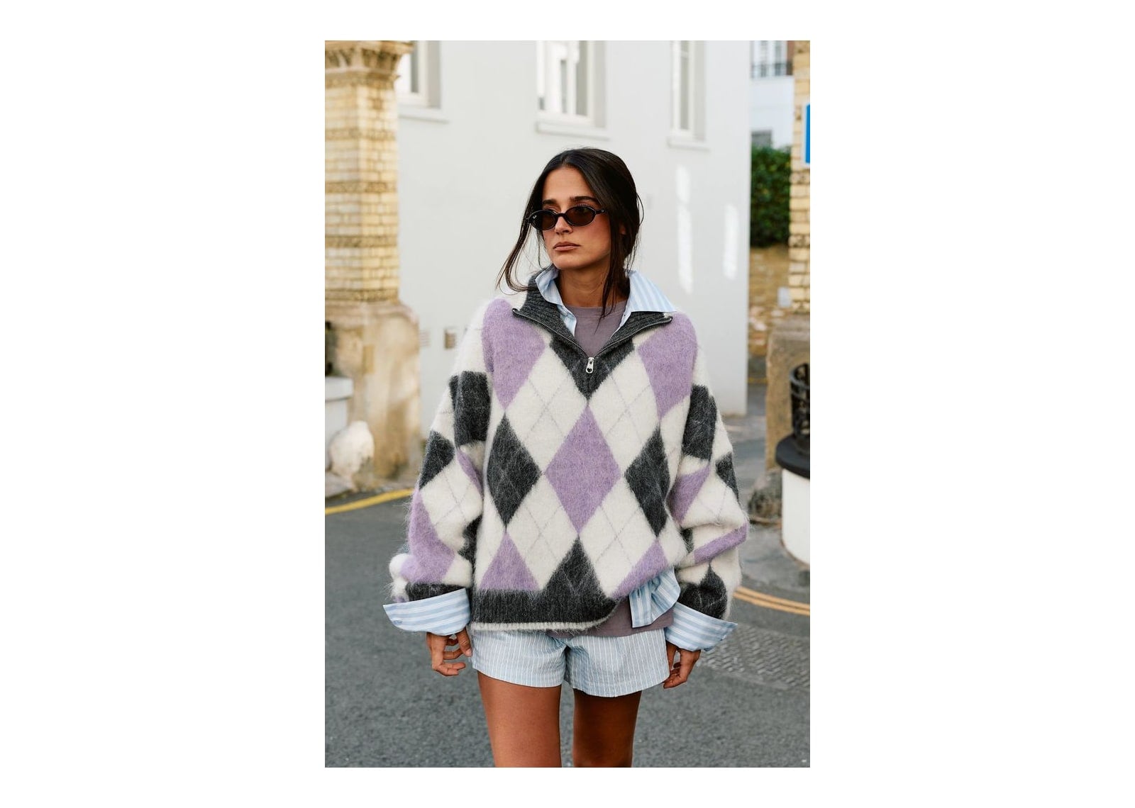 Nude Project Juliet Quarter-Zip Knit Sweater Purple - görsel 2