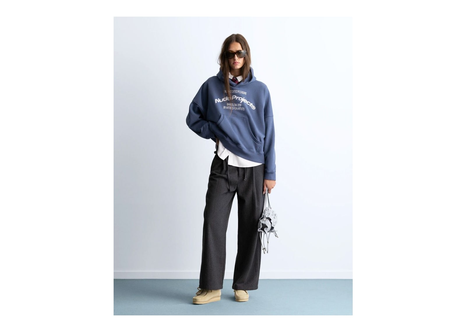 Nude Project Liberty Boxy Hoodie Blue - görsel 5