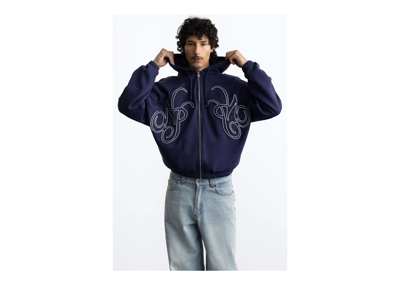 Nude Project Mirror Zip-Up Hoodie Navy - görsel 4