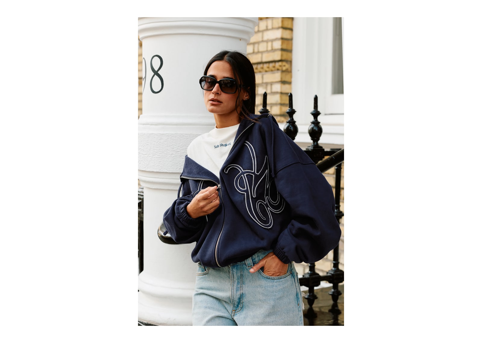 Nude Project Mirror Zip-Up Hoodie Navy - görsel 6