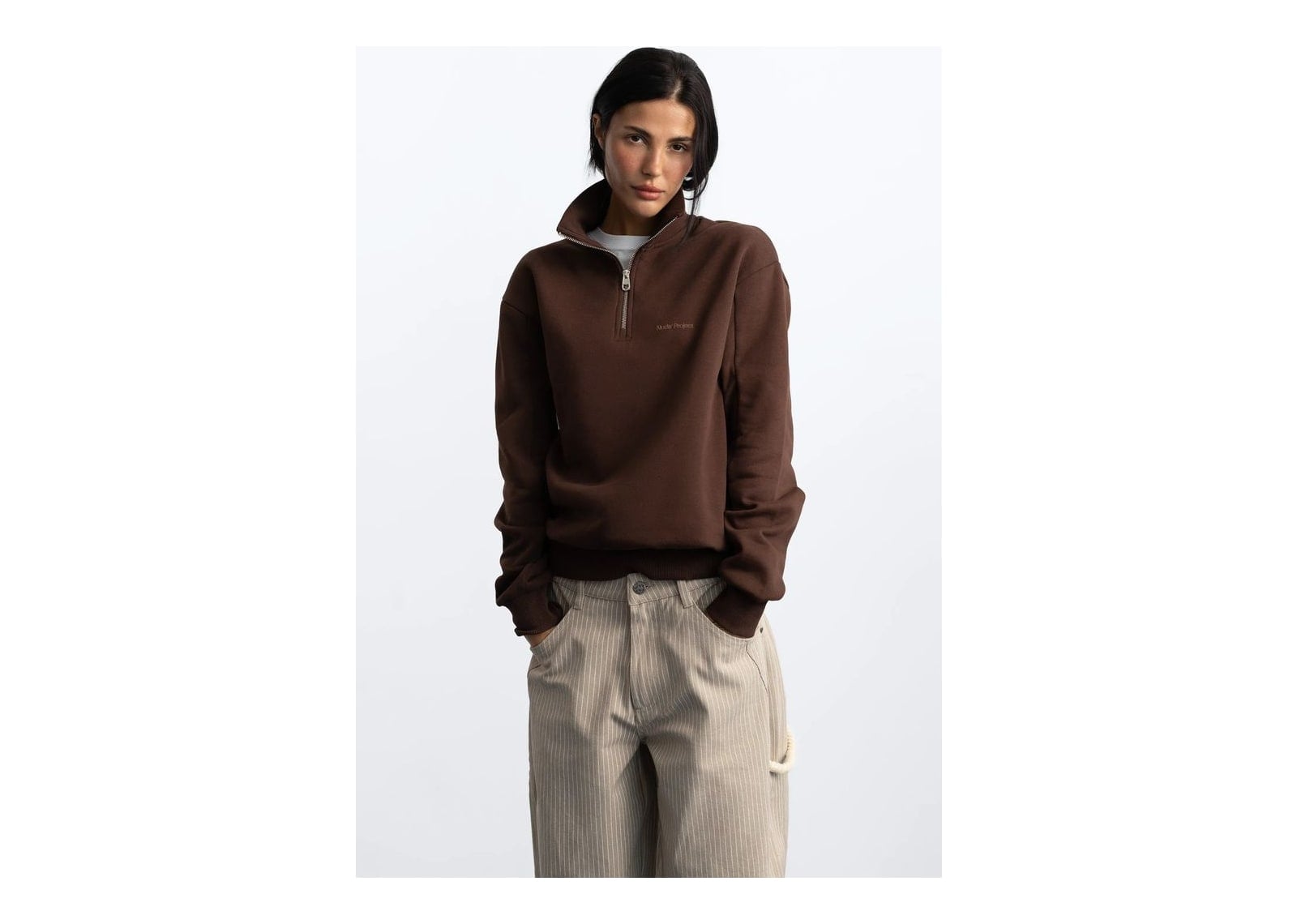 Nude Project Origins Quarter-Zip Brown - görsel 6