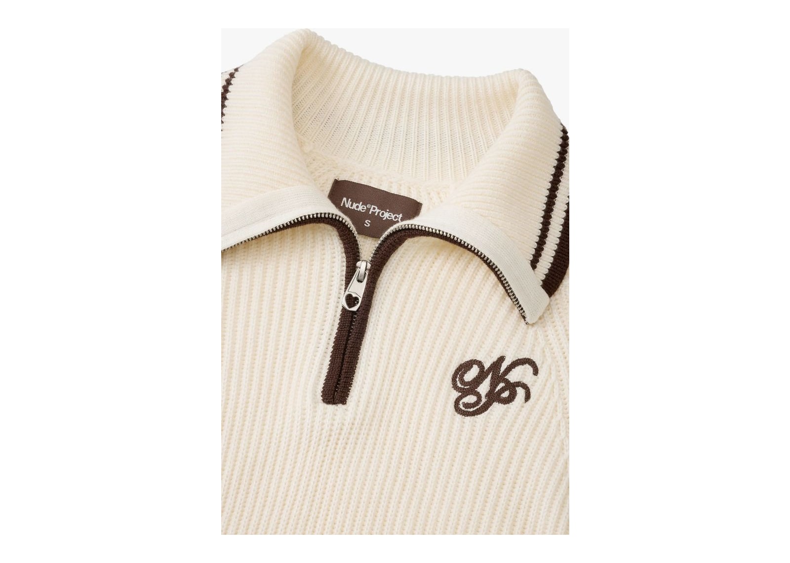 Nude Project Ridgmount Quarter-Zip Knit Sweater Ivory - görsel 12