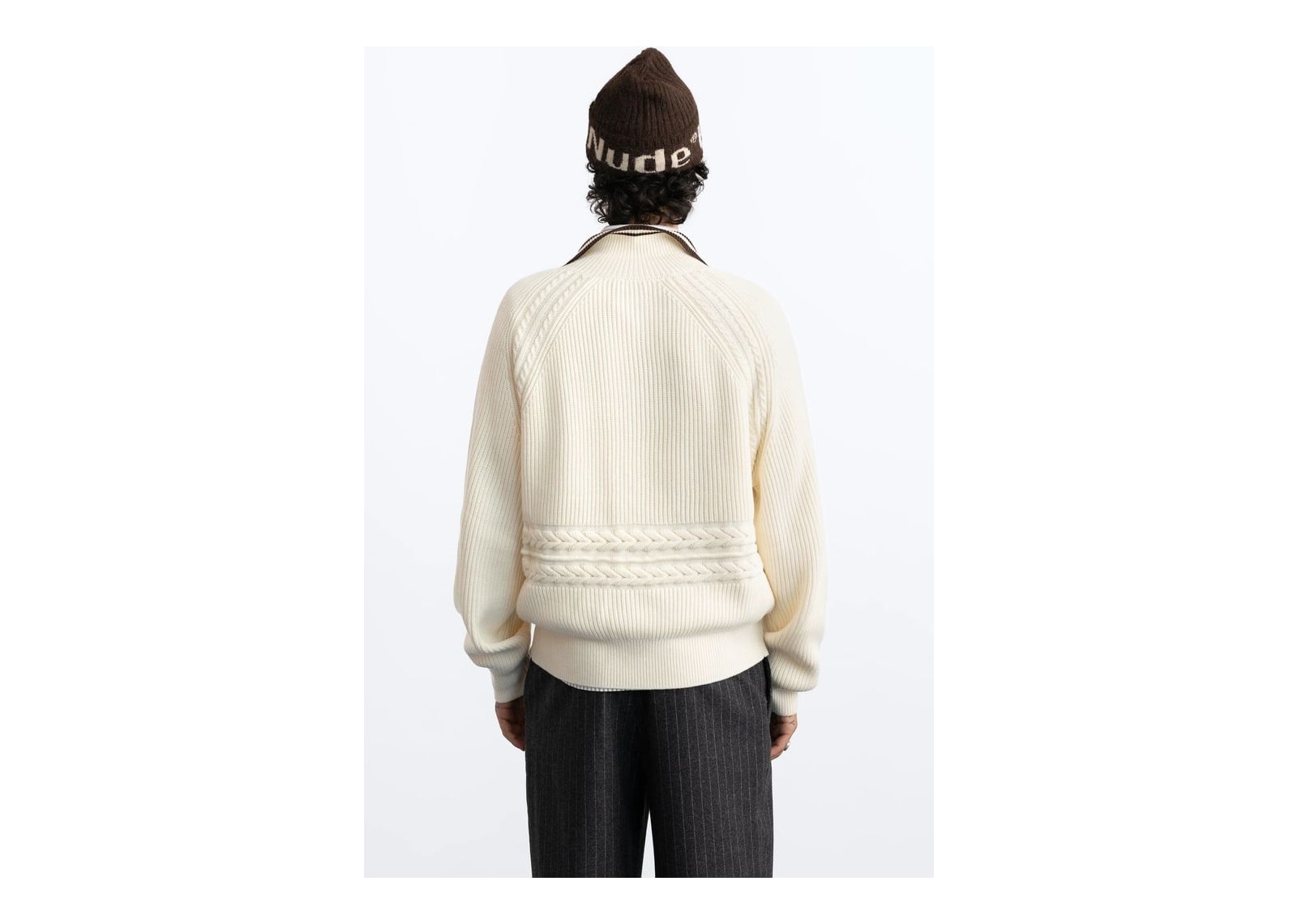Nude Project Ridgmount Quarter-Zip Knit Sweater Ivory - görsel 5