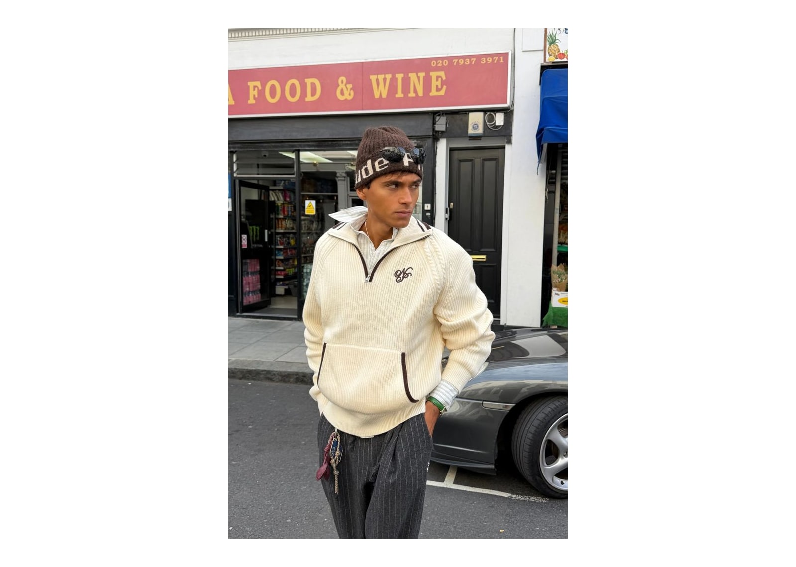 Nude Project Ridgmount Quarter-Zip Knit Sweater Ivory - görsel 8