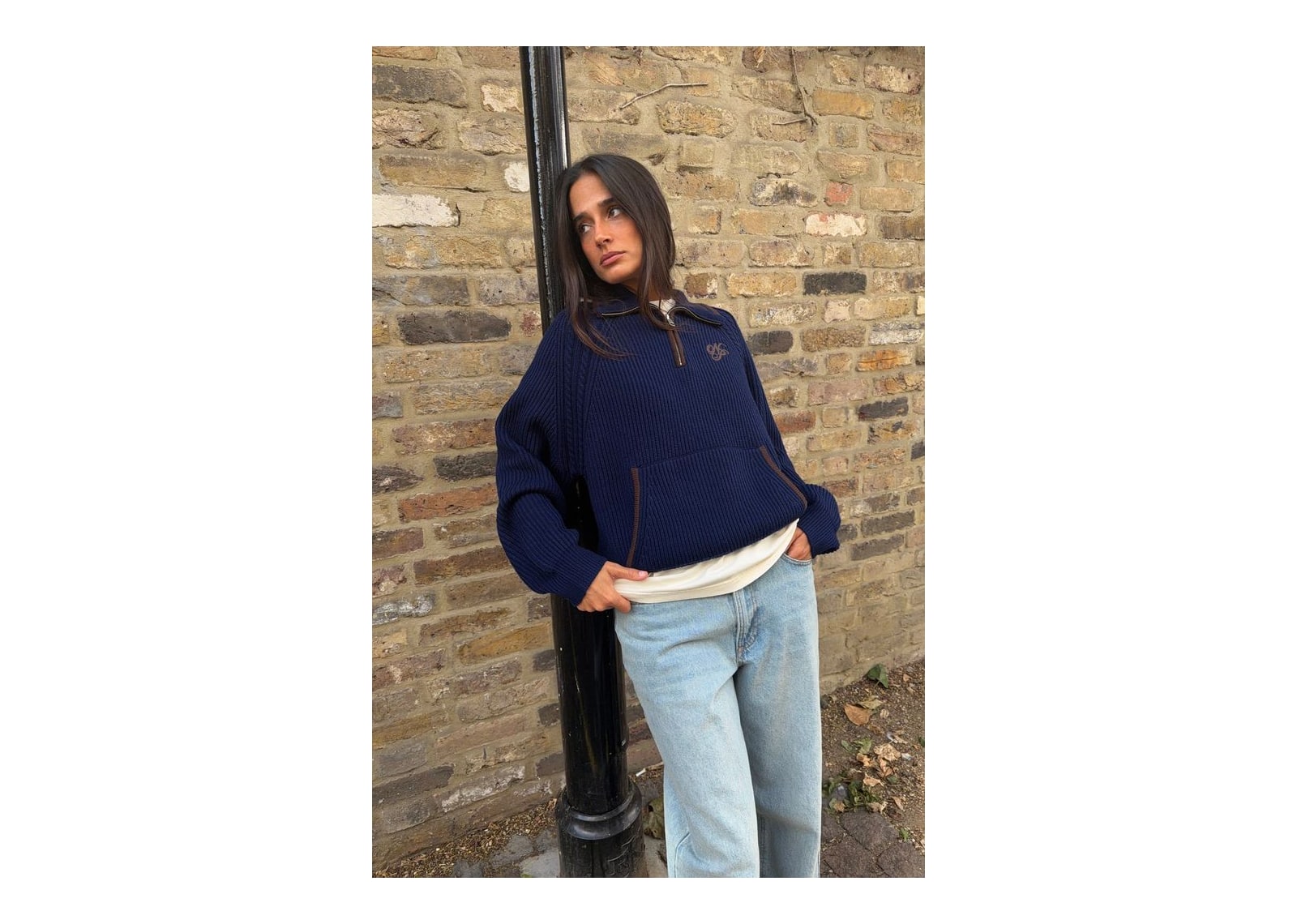 Nude Project Ridgmount Quarter-Zip Knit Sweater Navy - görsel 6