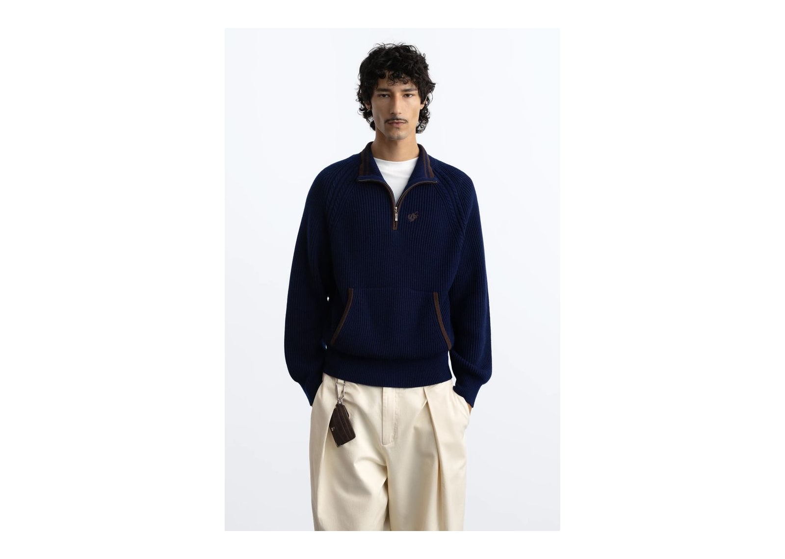 Nude Project Ridgmount Quarter-Zip Knit Sweater Navy - görsel 8