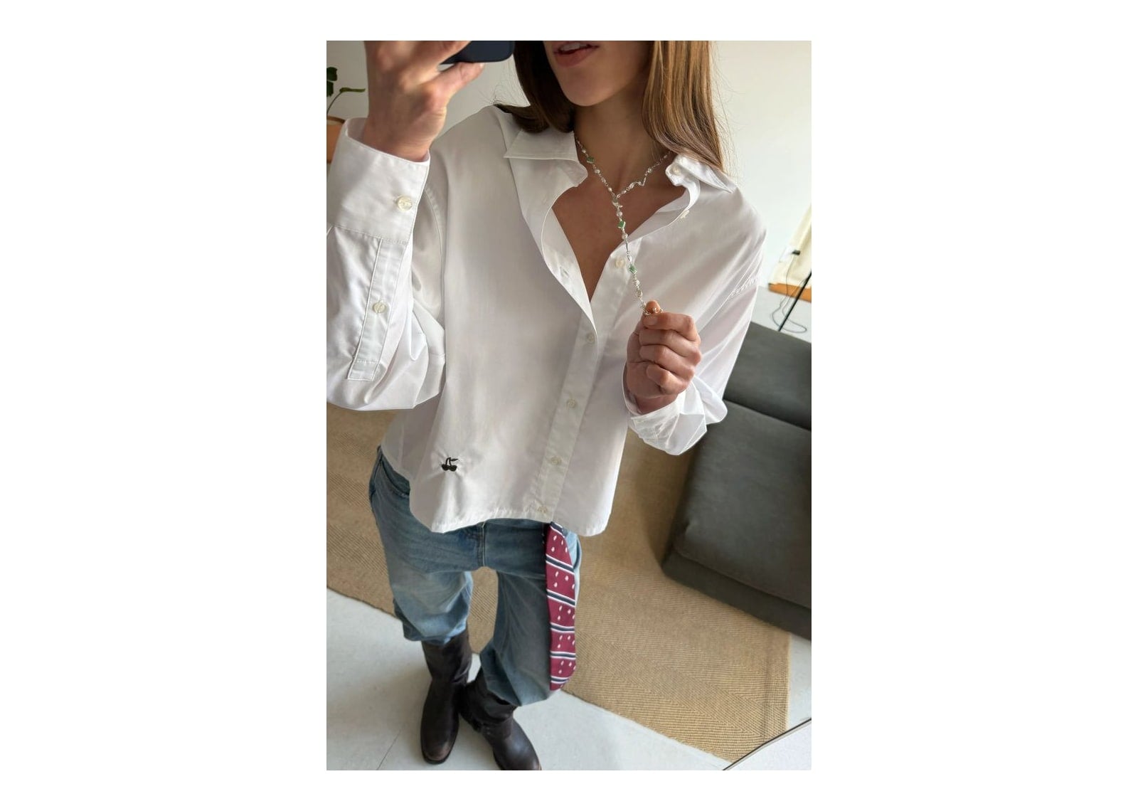 Nude Project Stamp Shirt White - görsel 4