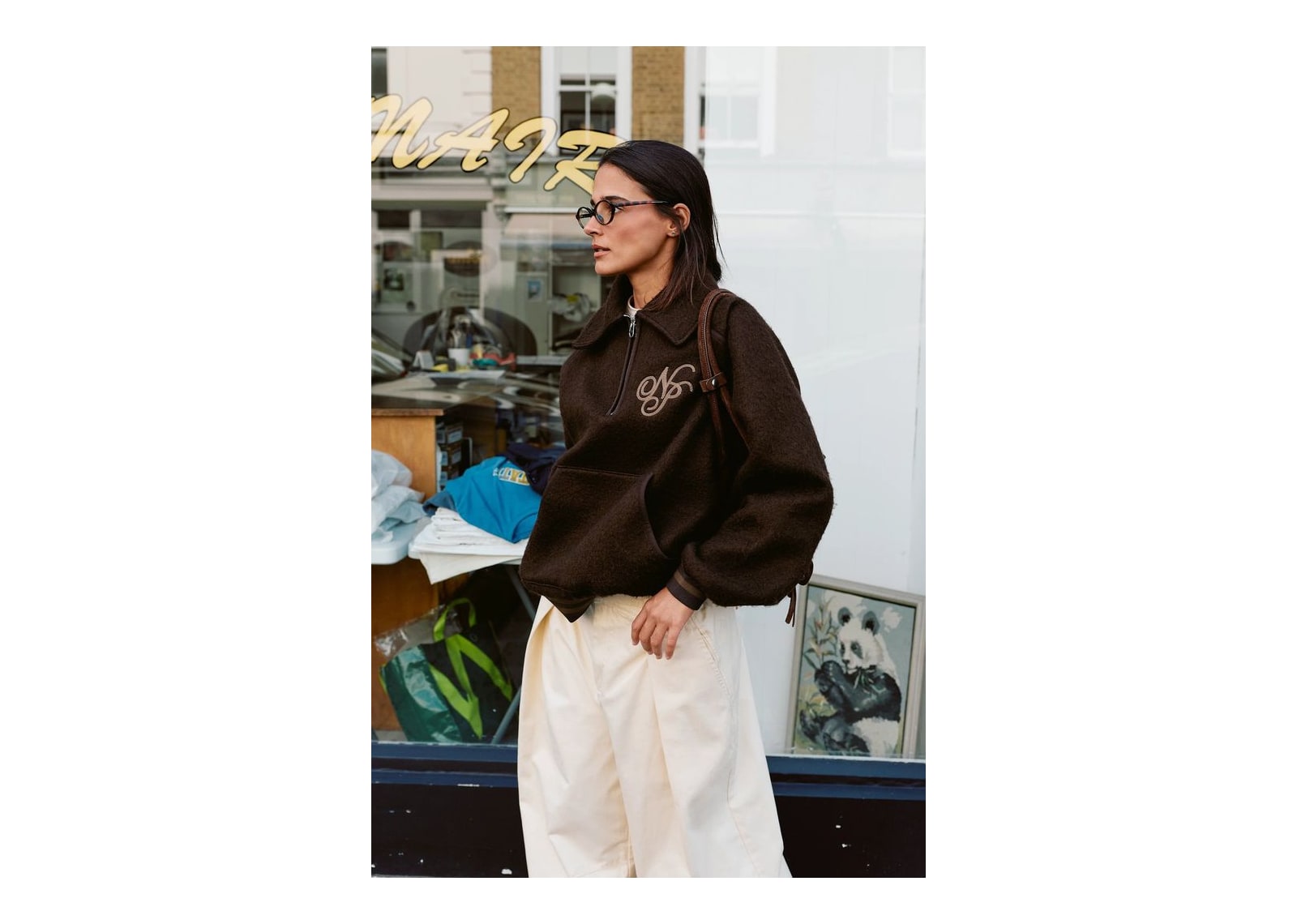 Nude Project Teddy Quarter-Zip Brown - görsel 11