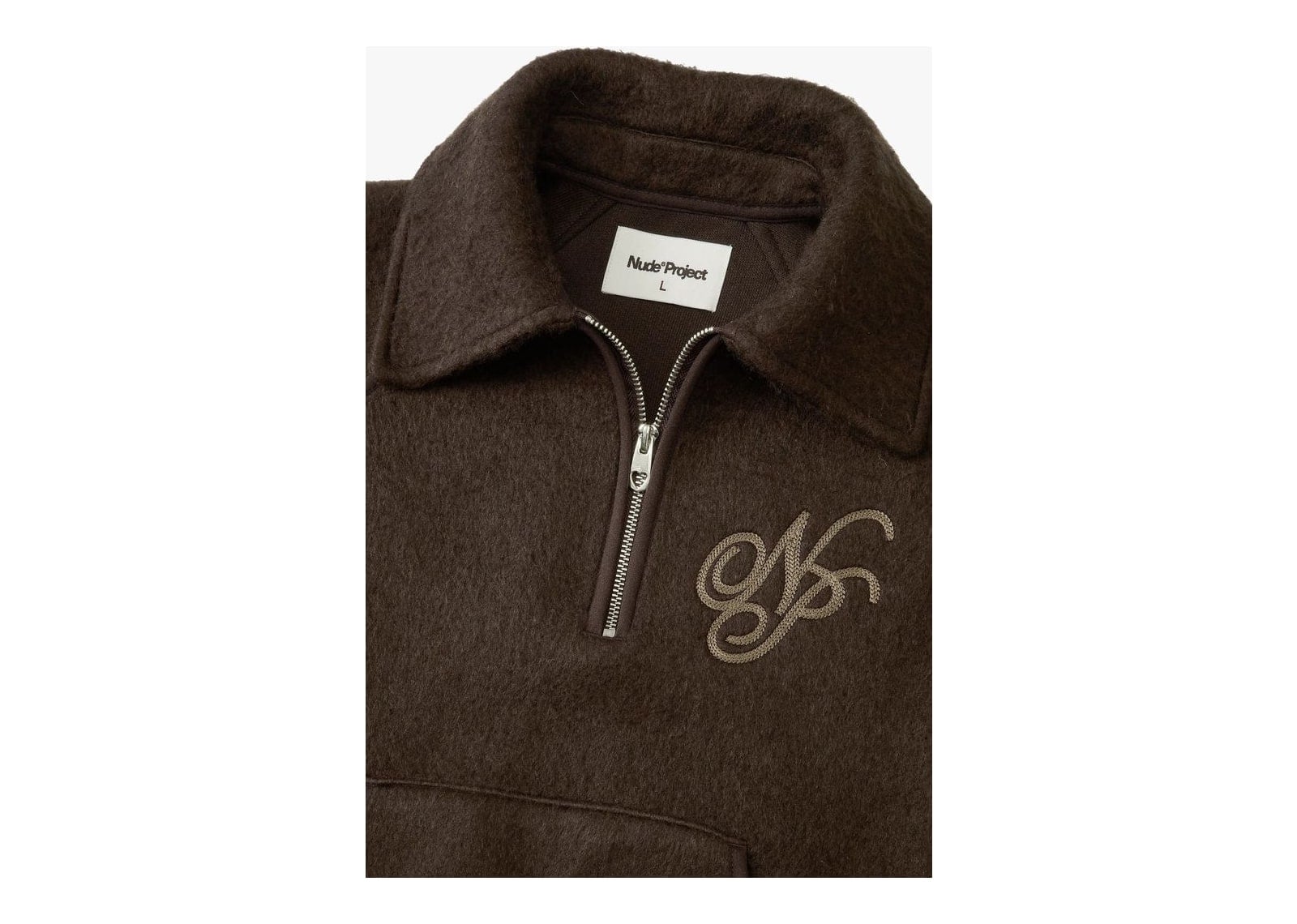 Nude Project Teddy Quarter-Zip Brown - görsel 13
