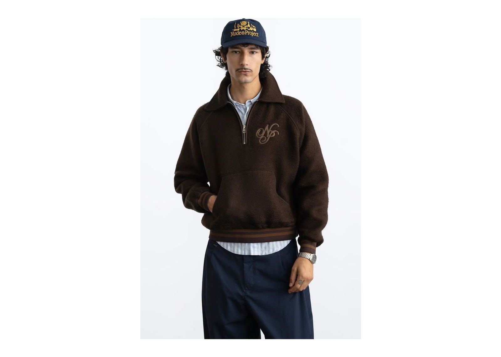 Nude Project Teddy Quarter-Zip Brown - görsel 4