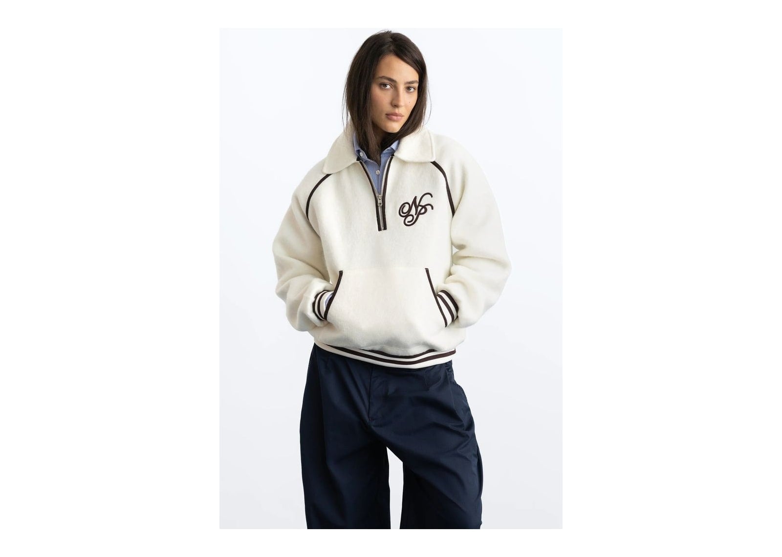 Nude Project Teddy Quarter-Zip Marshmallow - görsel 9