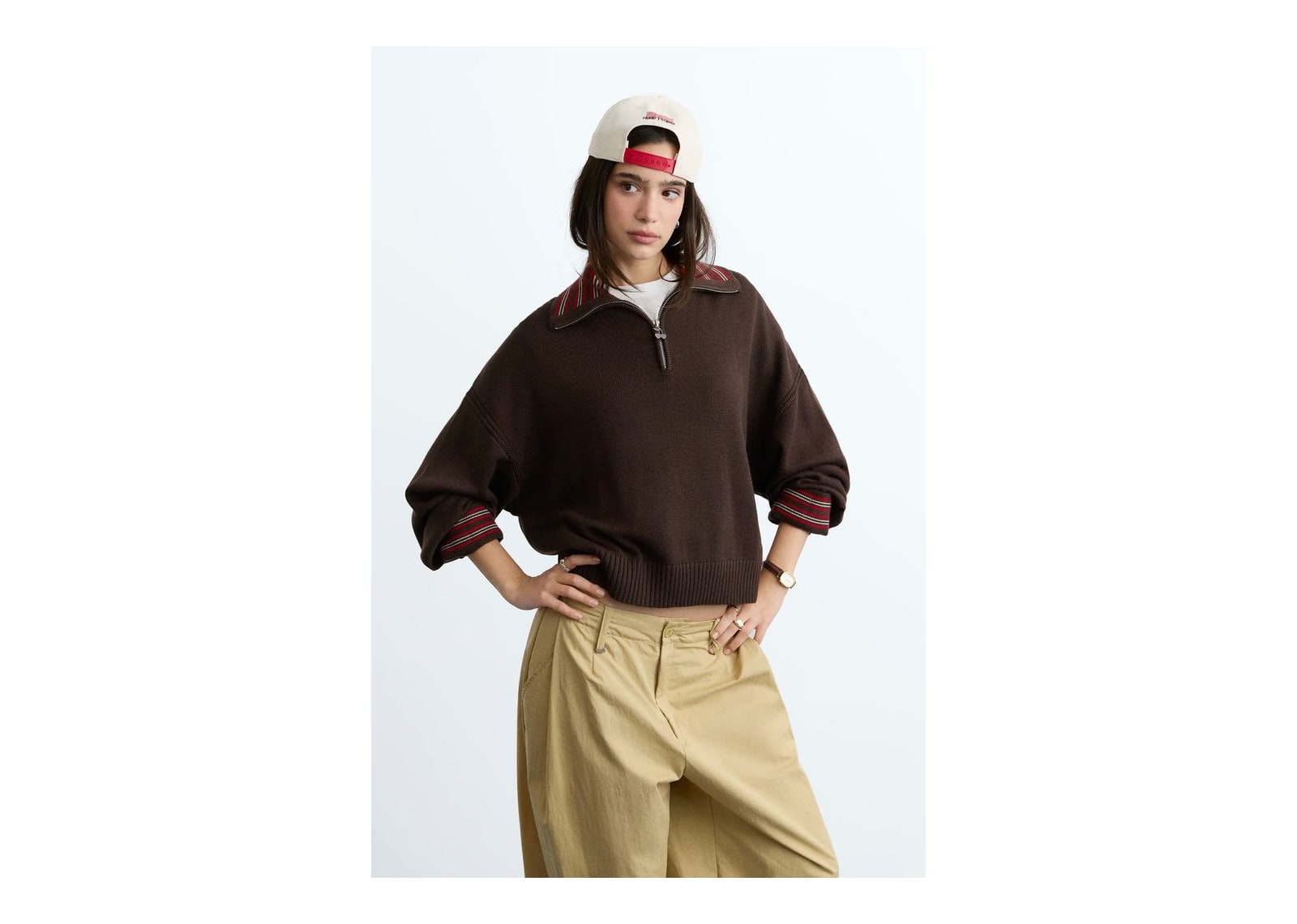 Nude Project The Consultant Quarter-Zip Knit Brown - görsel 10