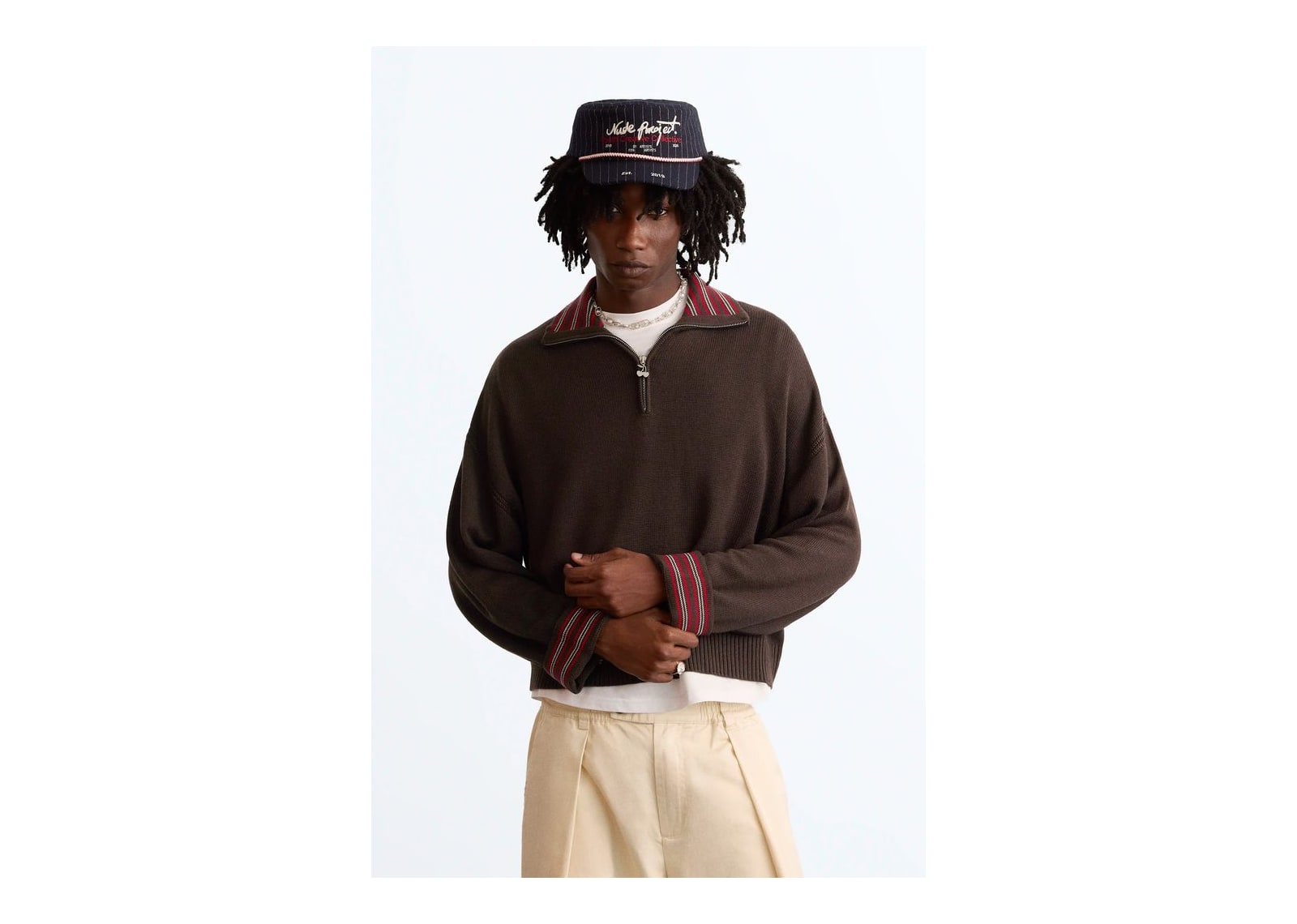 Nude Project The Consultant Quarter-Zip Knit Brown - görsel 2