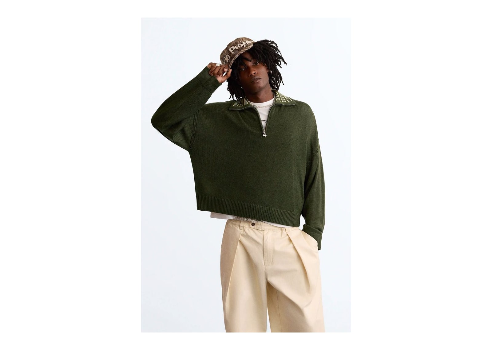 Nude Project The Consultant Quarter-Zip Knit Green - görsel 10