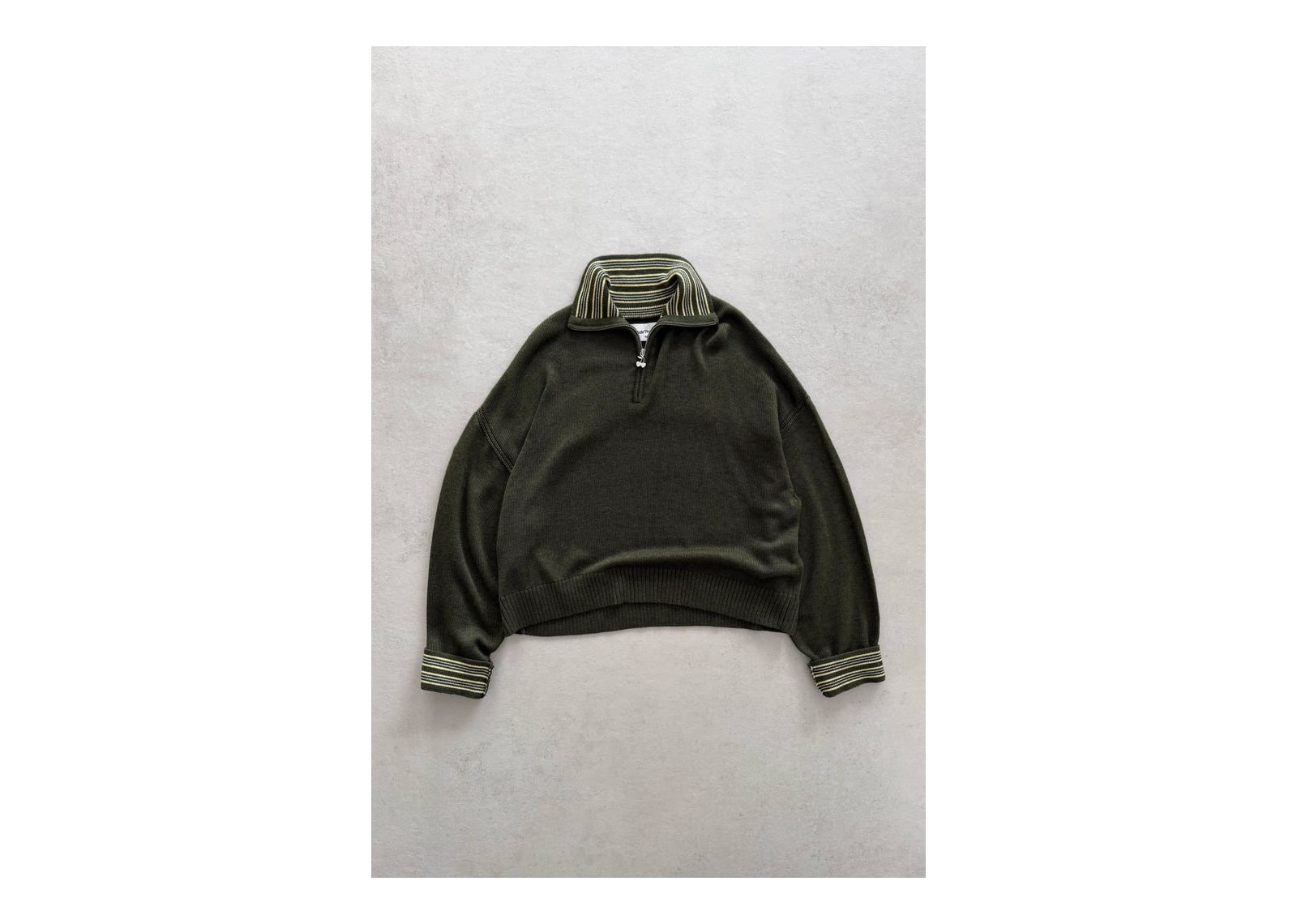 Nude Project The Consultant Quarter-Zip Knit Green - görsel 11