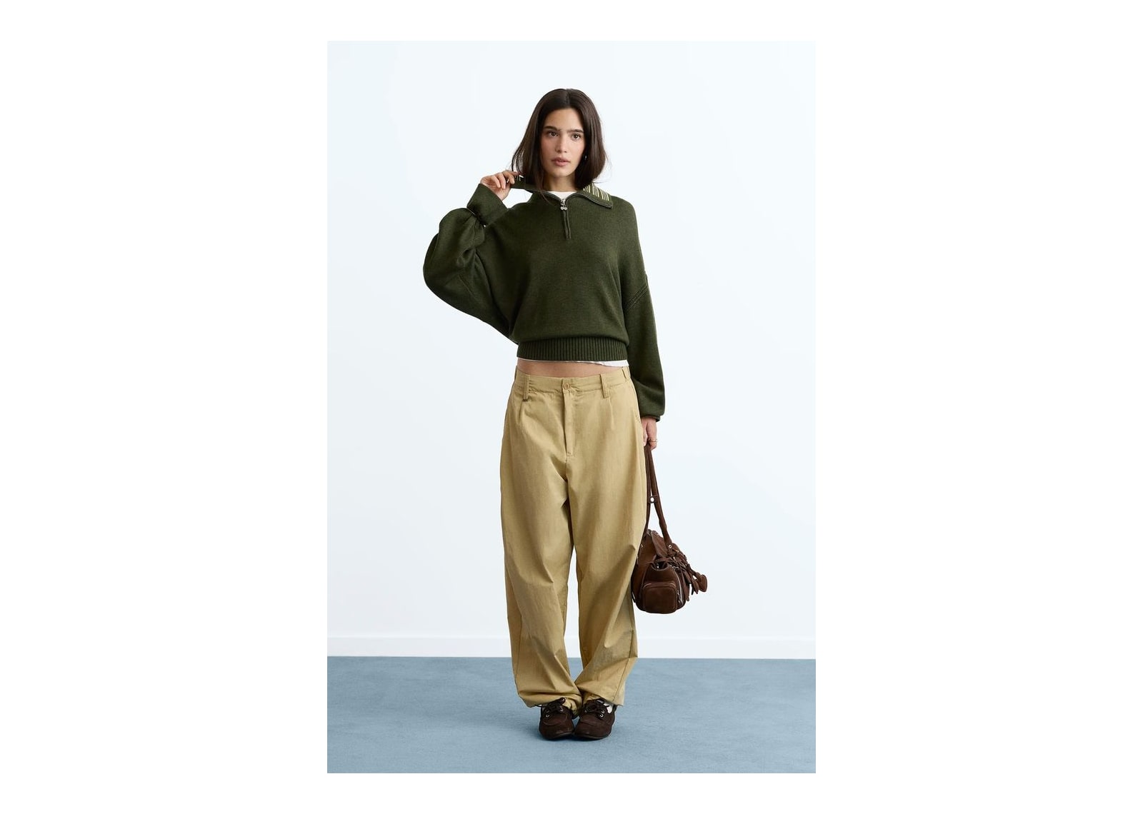 Nude Project The Consultant Quarter-Zip Knit Green - görsel 12