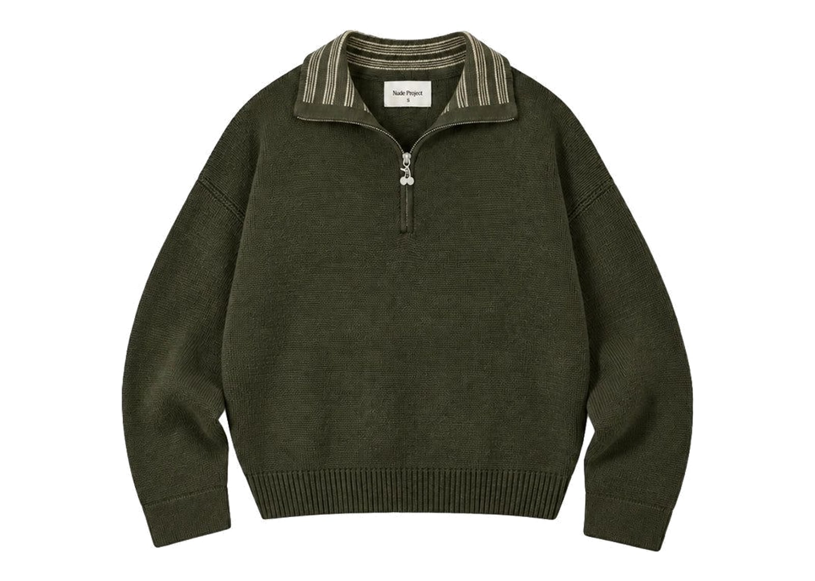 Nude Project The Consultant Quarter-Zip Knit Green - görsel 3