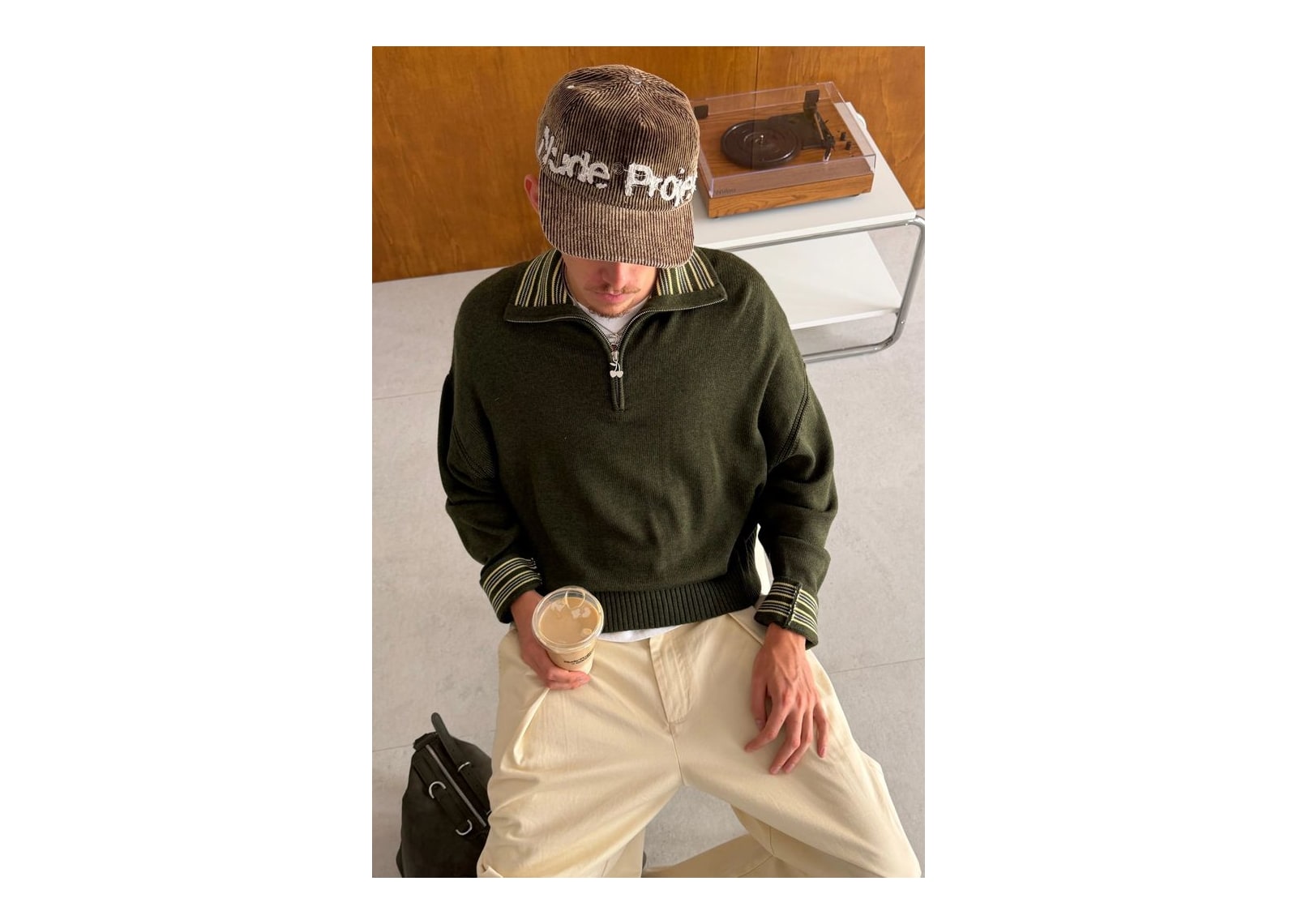 Nude Project The Consultant Quarter-Zip Knit Green - görsel 6