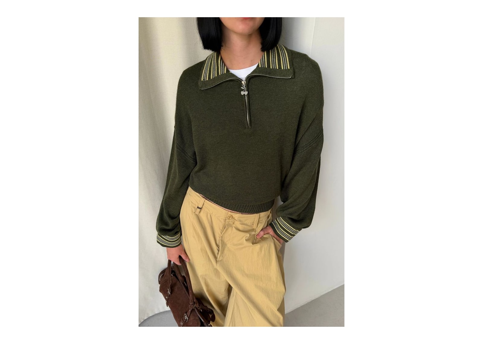Nude Project The Consultant Quarter-Zip Knit Green - görsel 8
