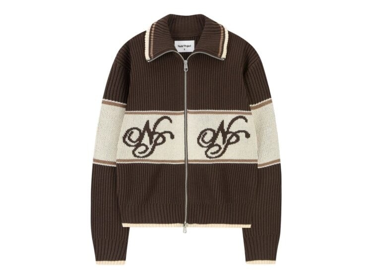 Nude Project Voyage Knit Zip-Up Cardigan Brown