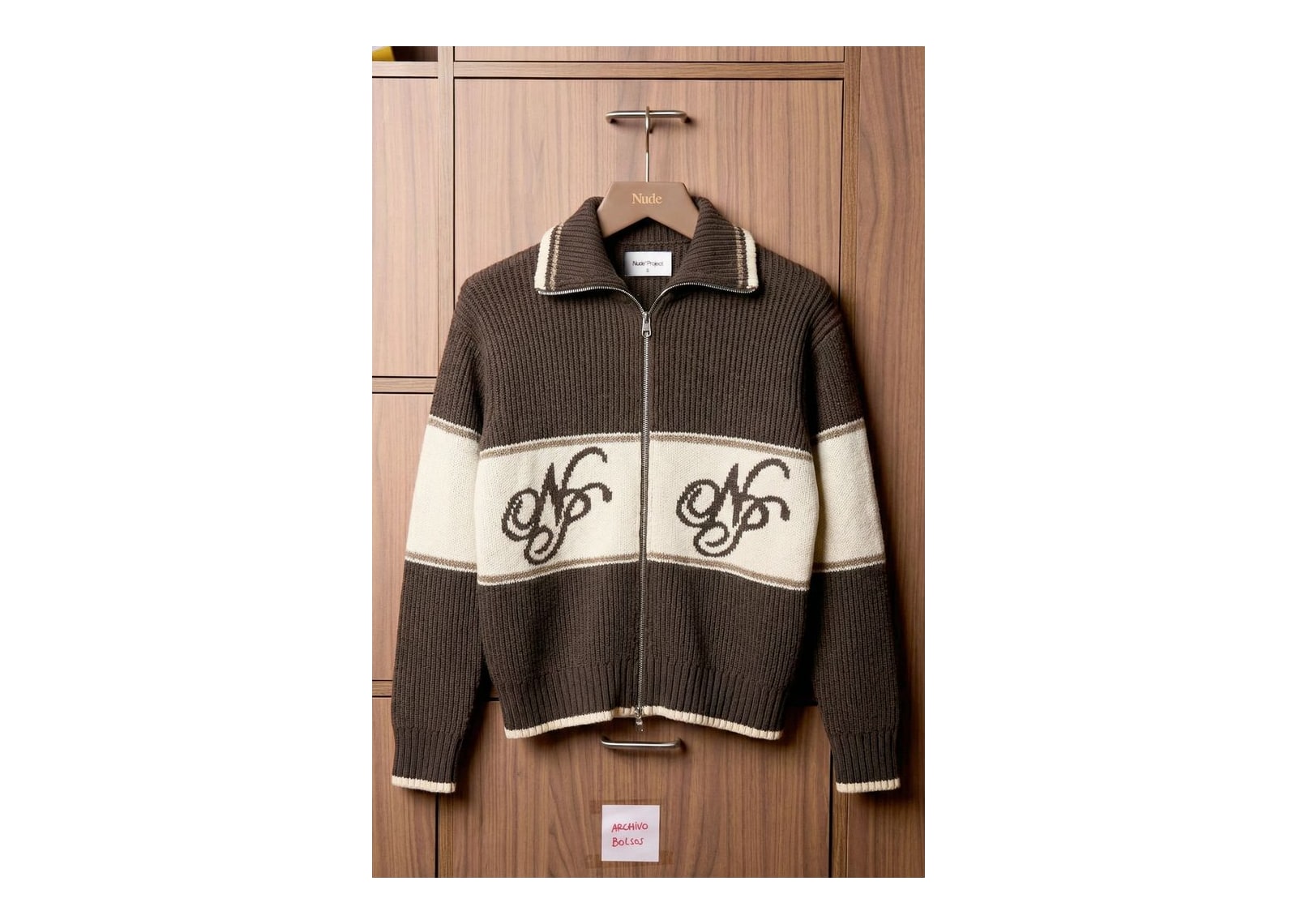 Nude Project Voyage Knit Zip-Up Cardigan Brown - görsel 2