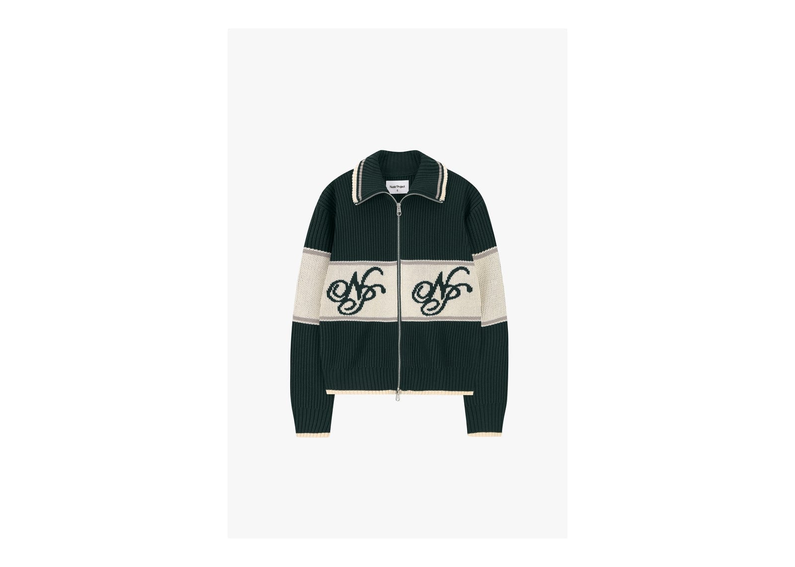Nude Project Voyage Knit Zip-Up Cardigan Green