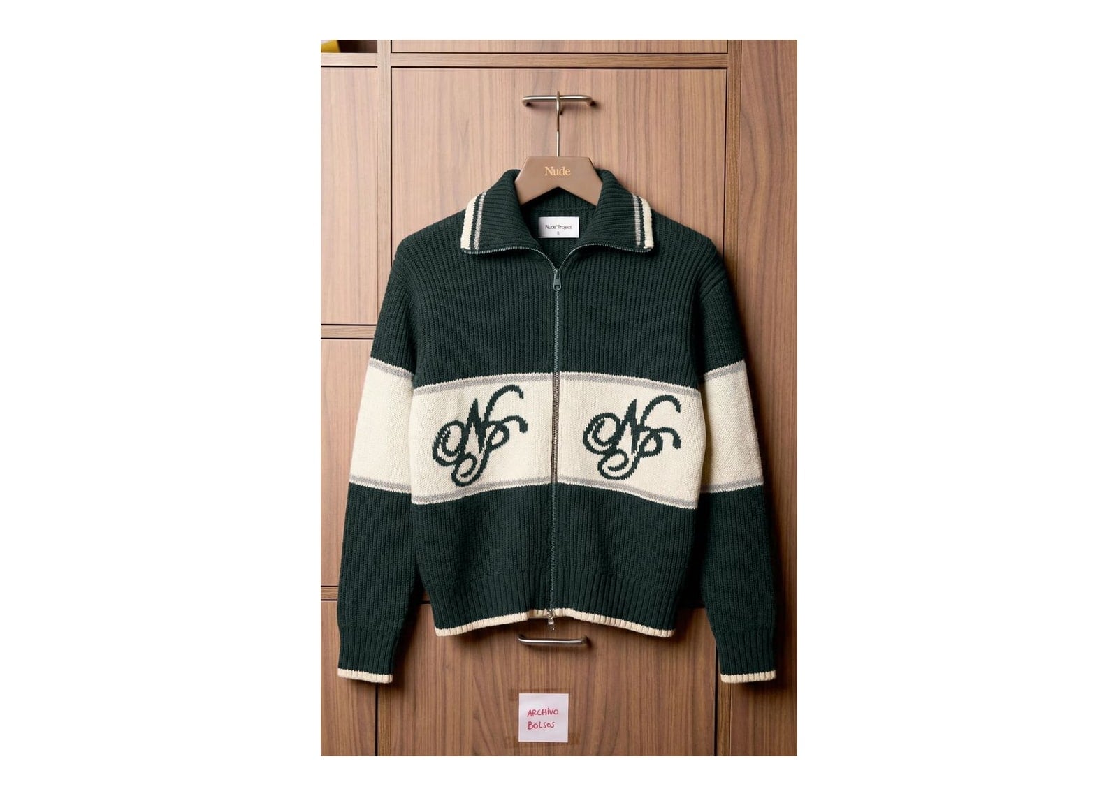 Nude Project Voyage Knit Zip-Up Cardigan Green - görsel 10