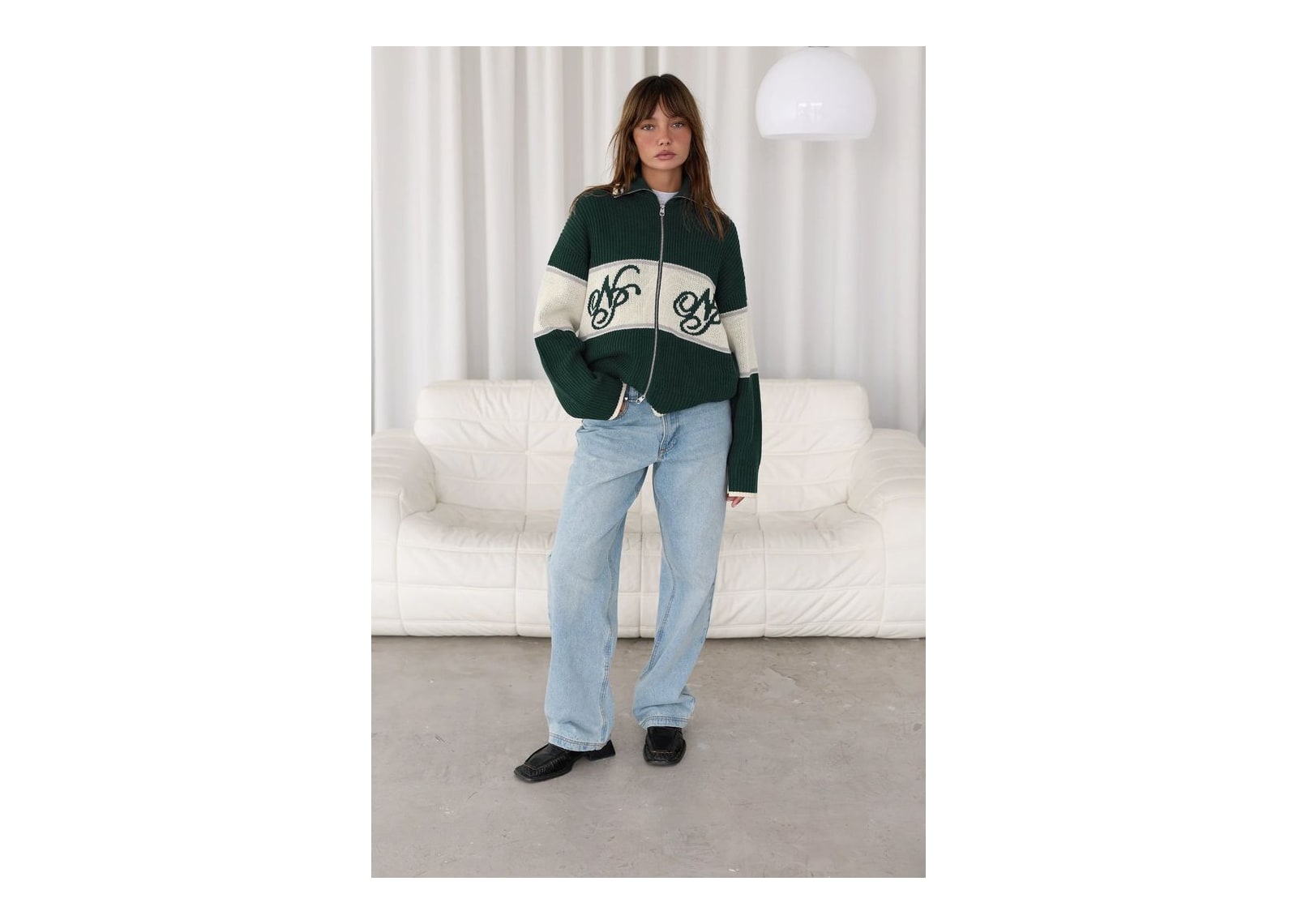Nude Project Voyage Knit Zip-Up Cardigan Green - görsel 2