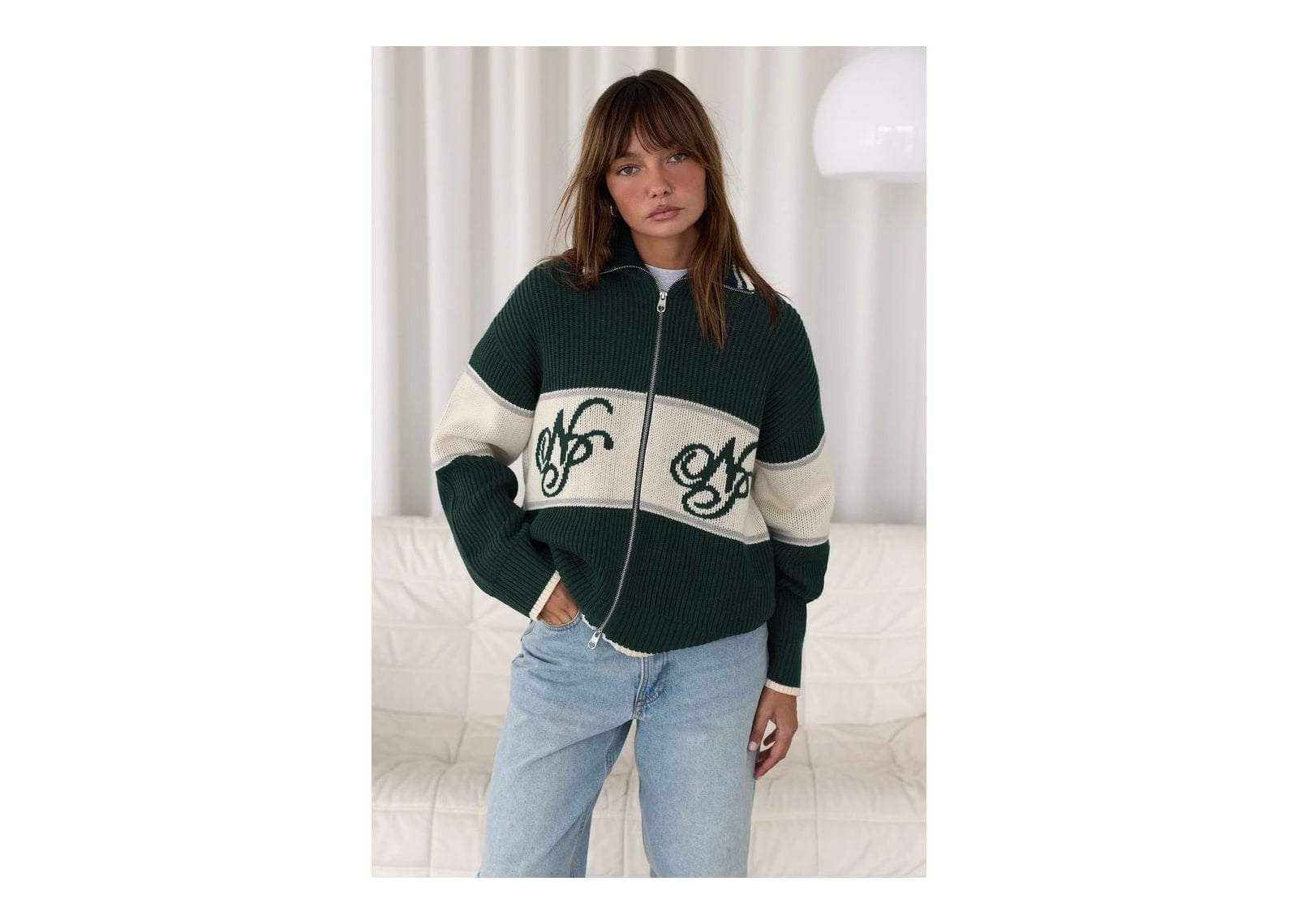 Nude Project Voyage Knit Zip-Up Cardigan Green - görsel 7