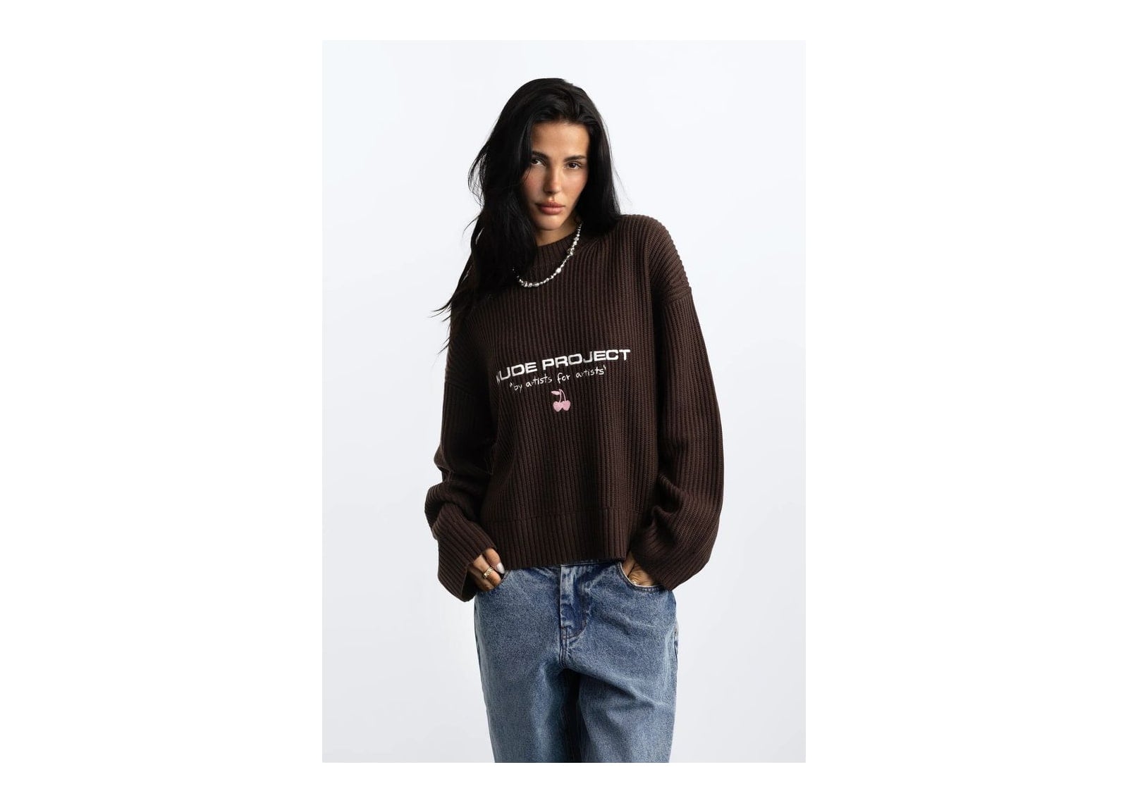 Nude Project Wavy Knit Sweater Brown - görsel 2