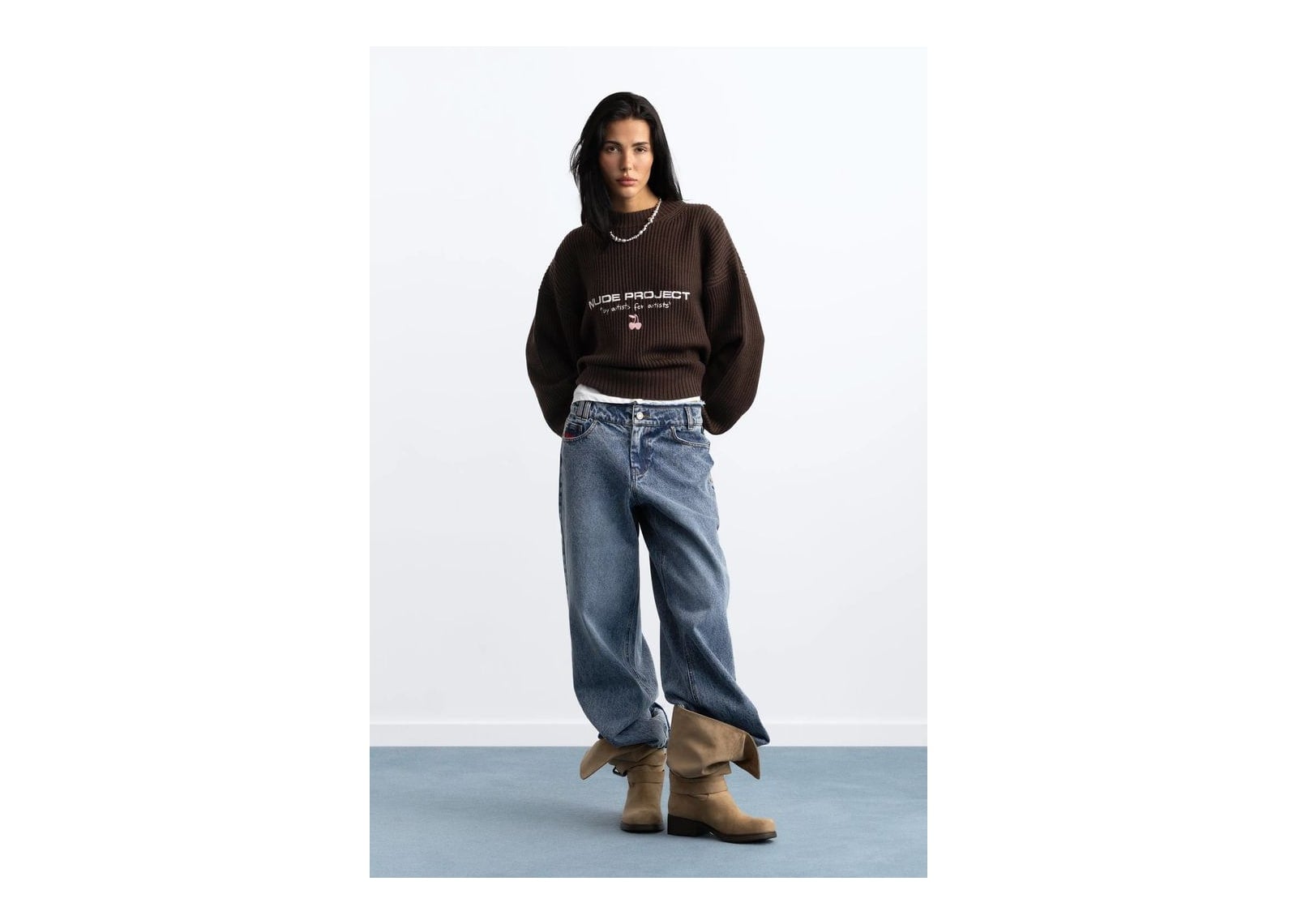 Nude Project Wavy Knit Sweater Brown - görsel 9