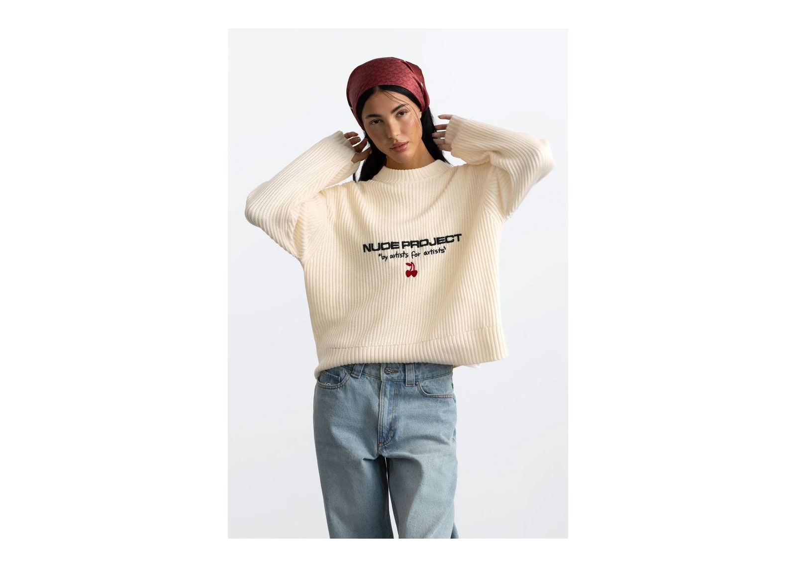 Nude Project Wavy Knit Sweater Ivory - görsel 10