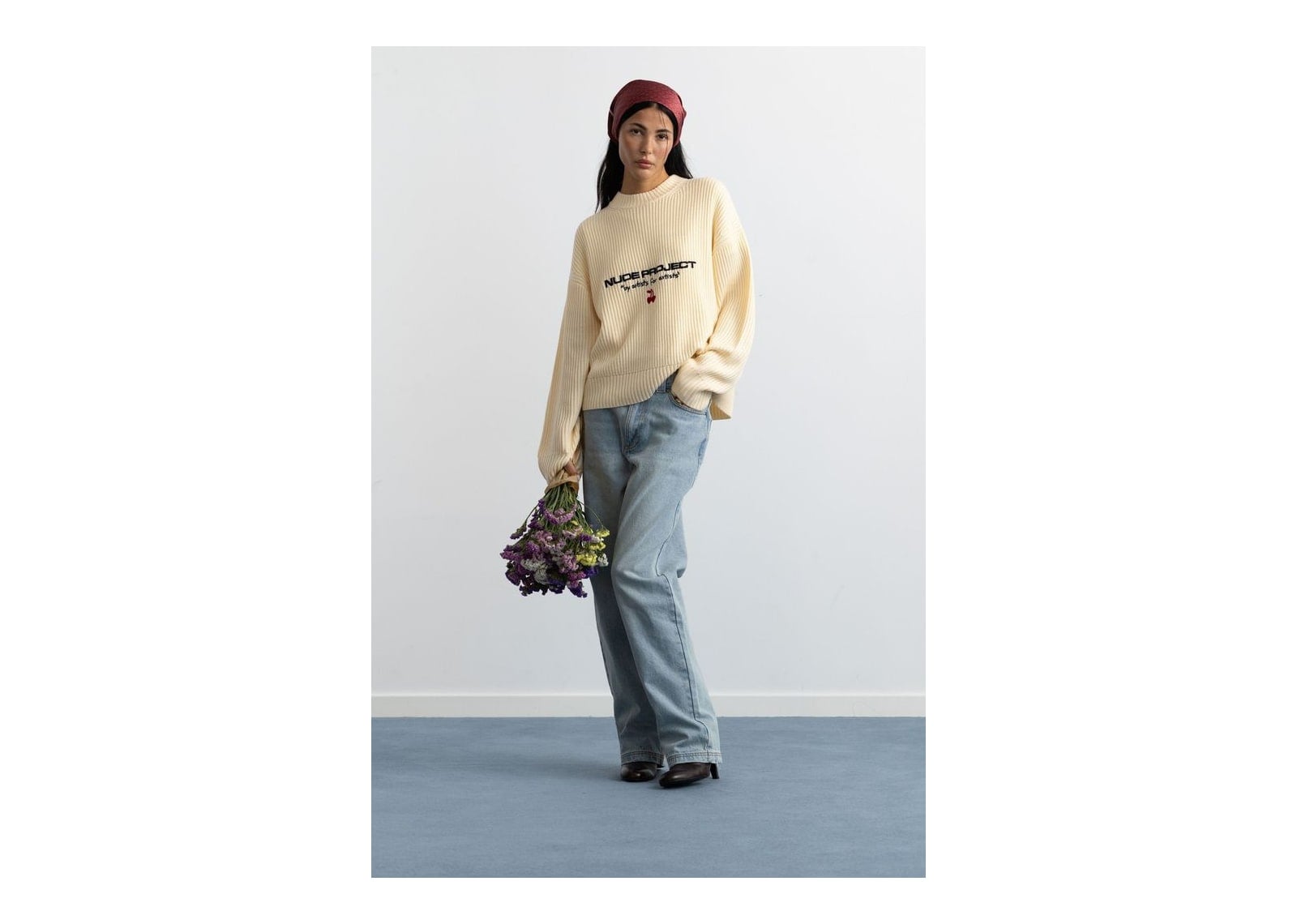 Nude Project Wavy Knit Sweater Ivory - görsel 7