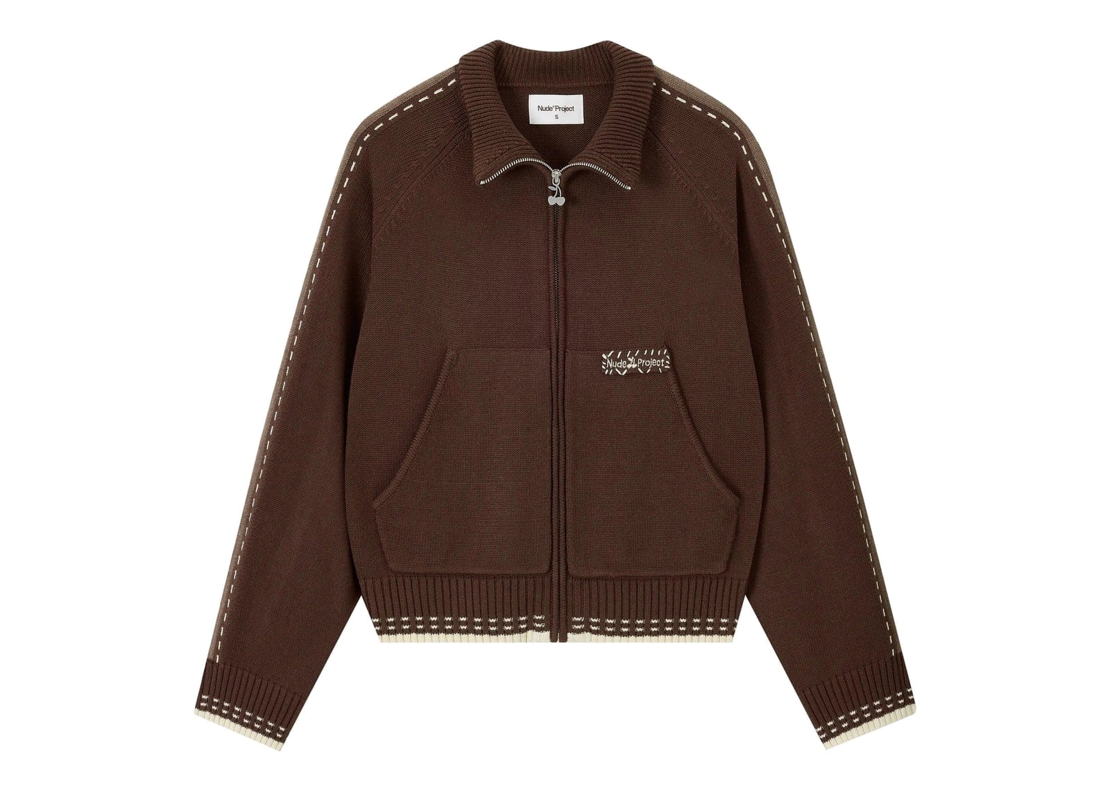 Nude Project Work Trip Zip-Up Knit Cardigan Brown