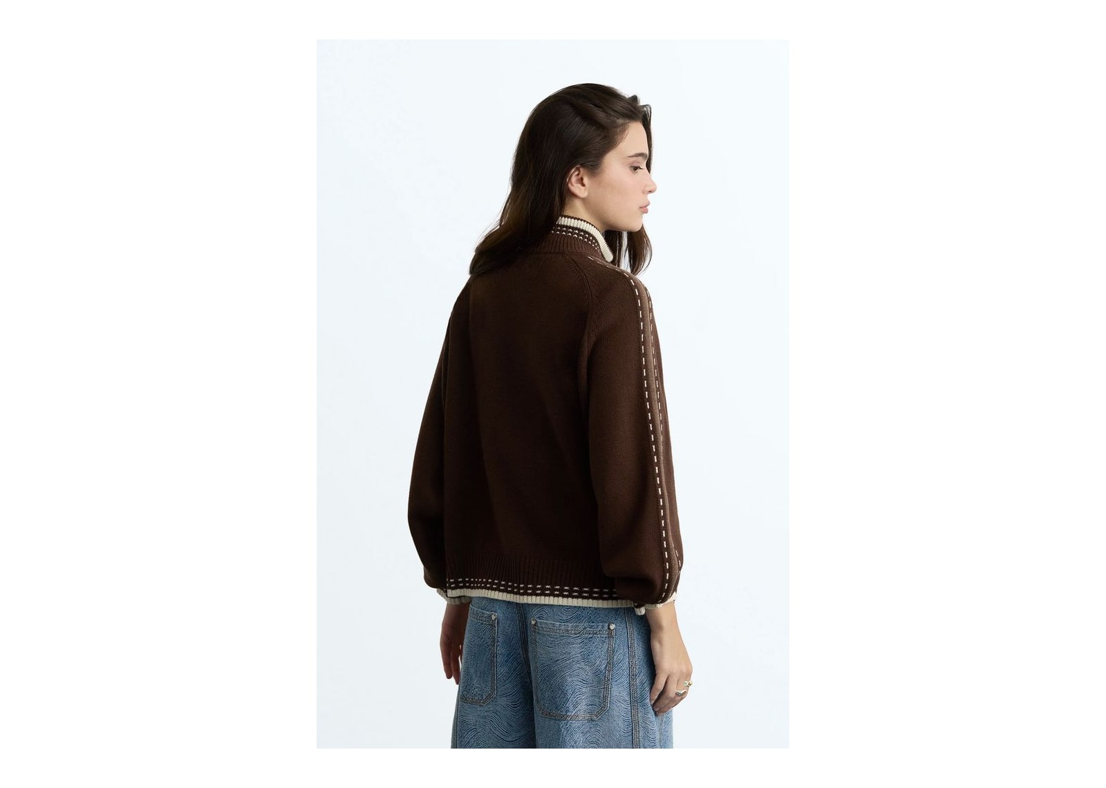 Nude Project Work Trip Zip-Up Knit Cardigan Brown - görsel 12